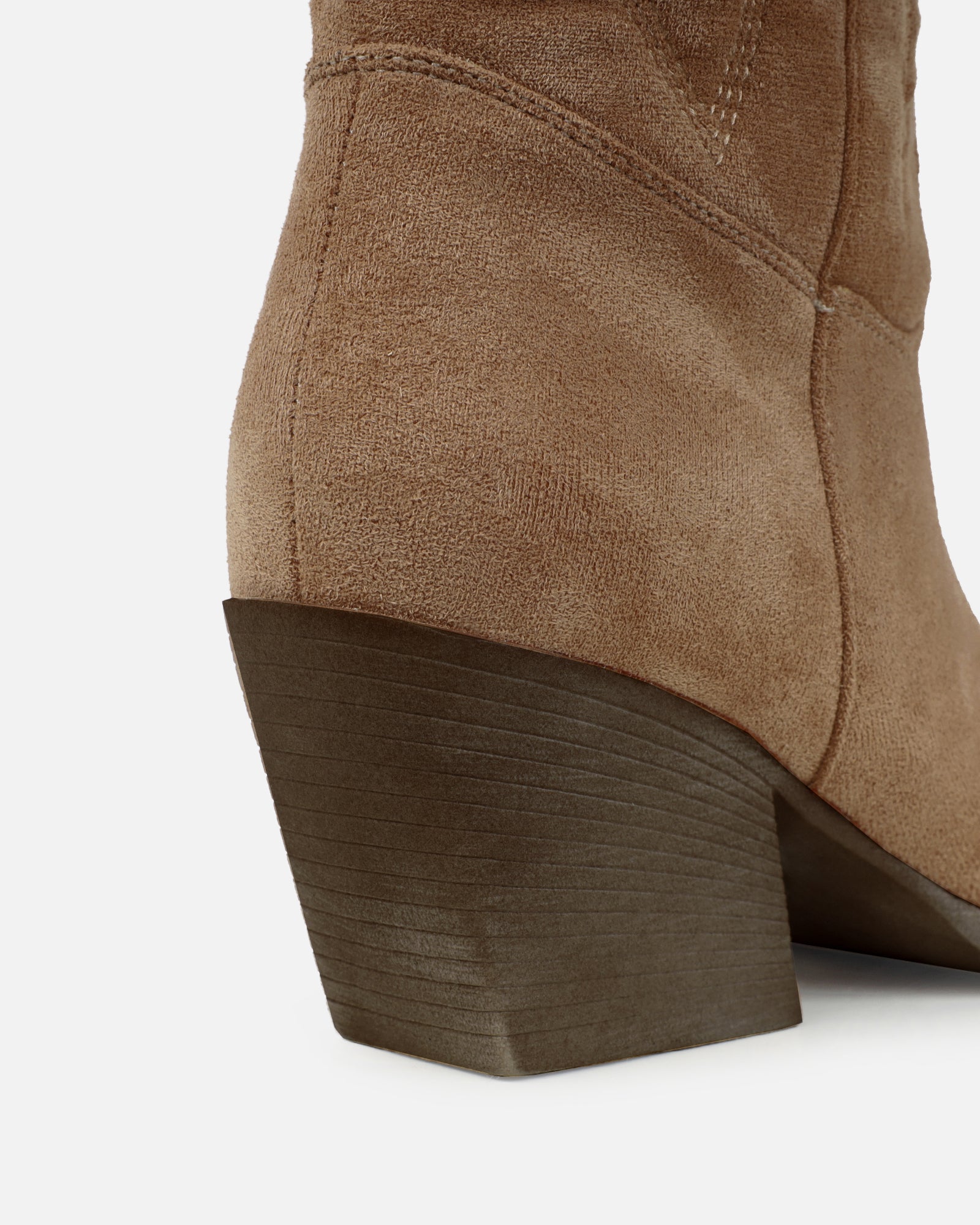 Jacob Beige Faux Suede Calf Western Boots | SIMMI London