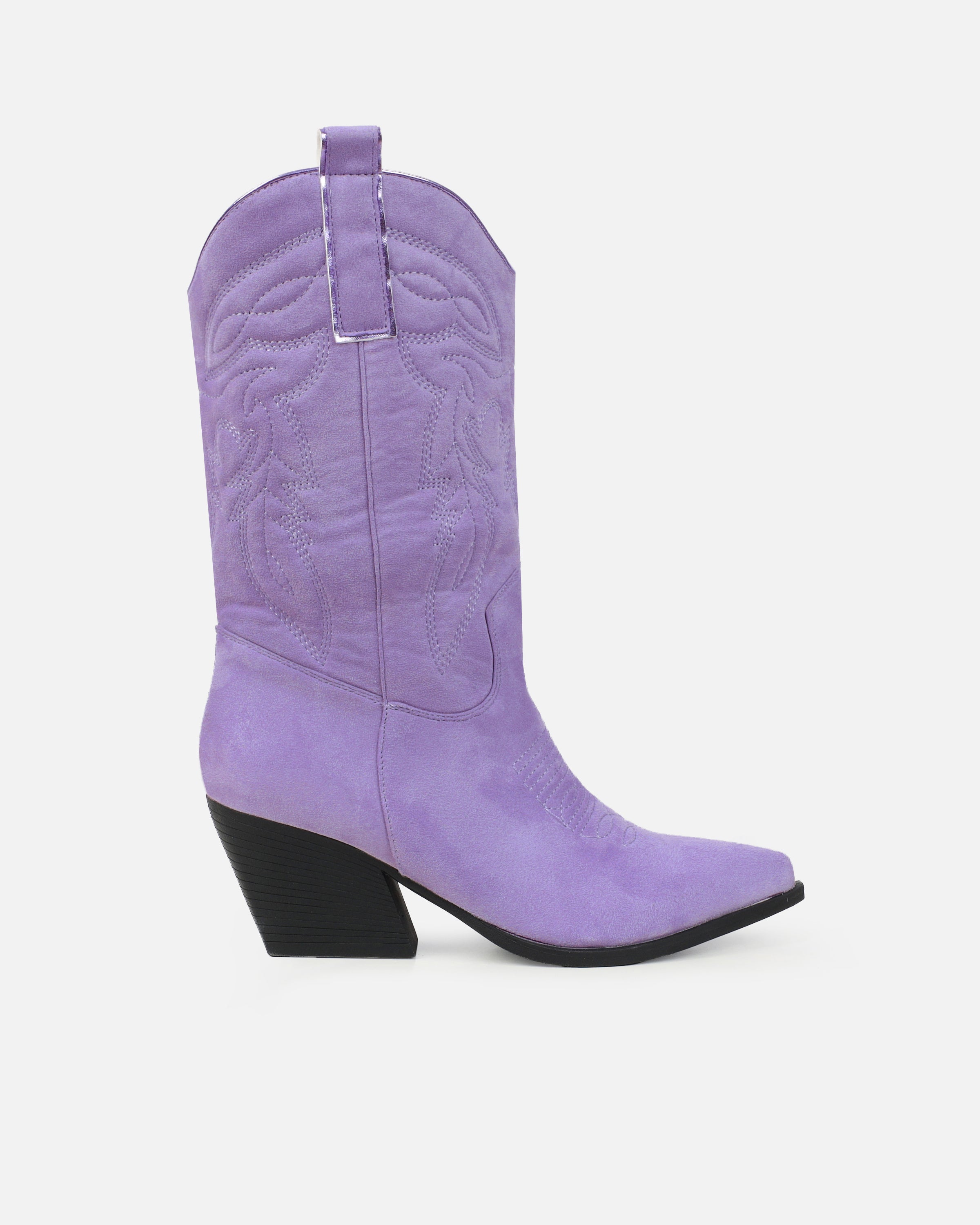 Jacob Lilac Faux Suede Calf Western Boots | SIMMI London