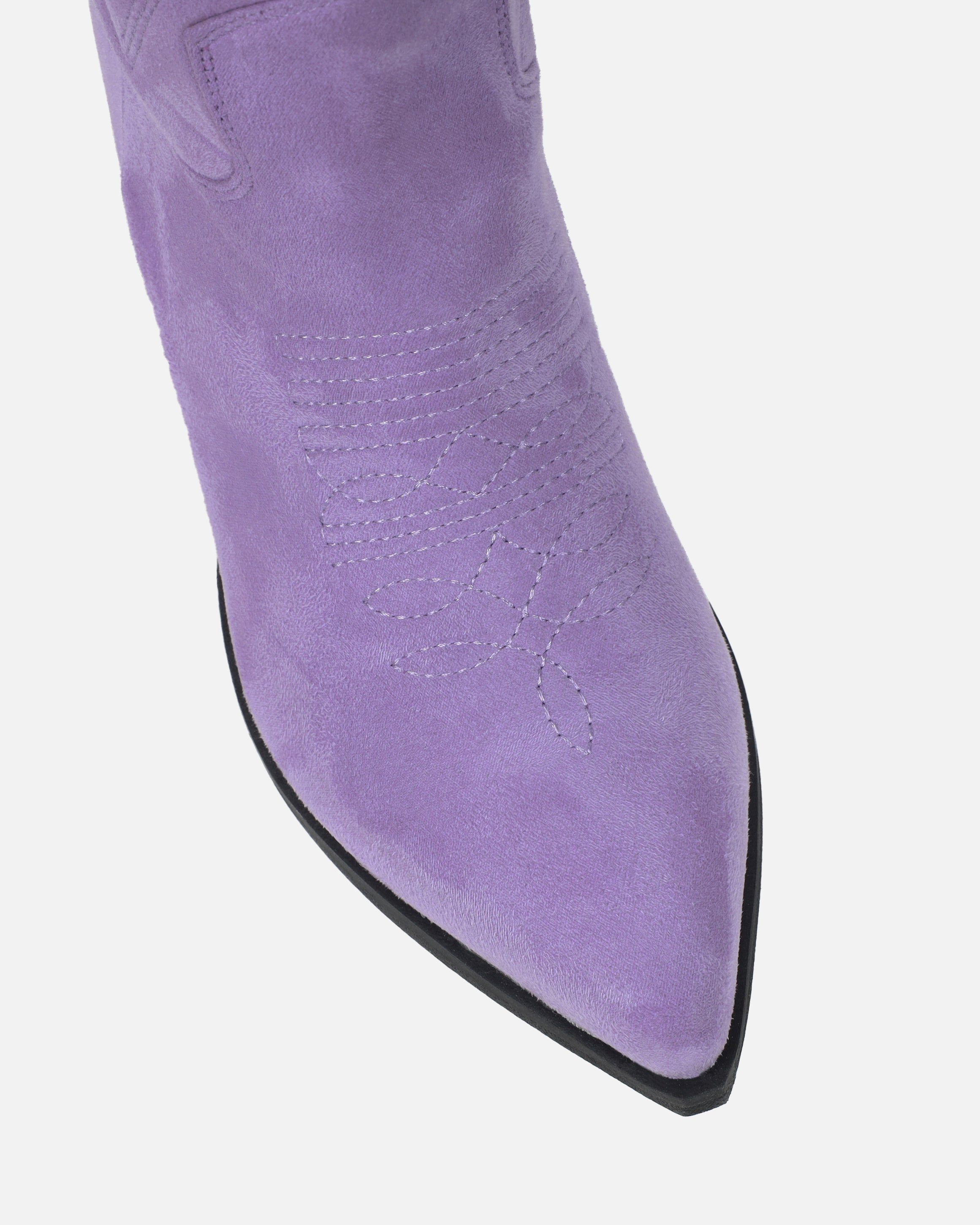 Jacob Lilac Faux Suede Calf Western Boots | SIMMI London