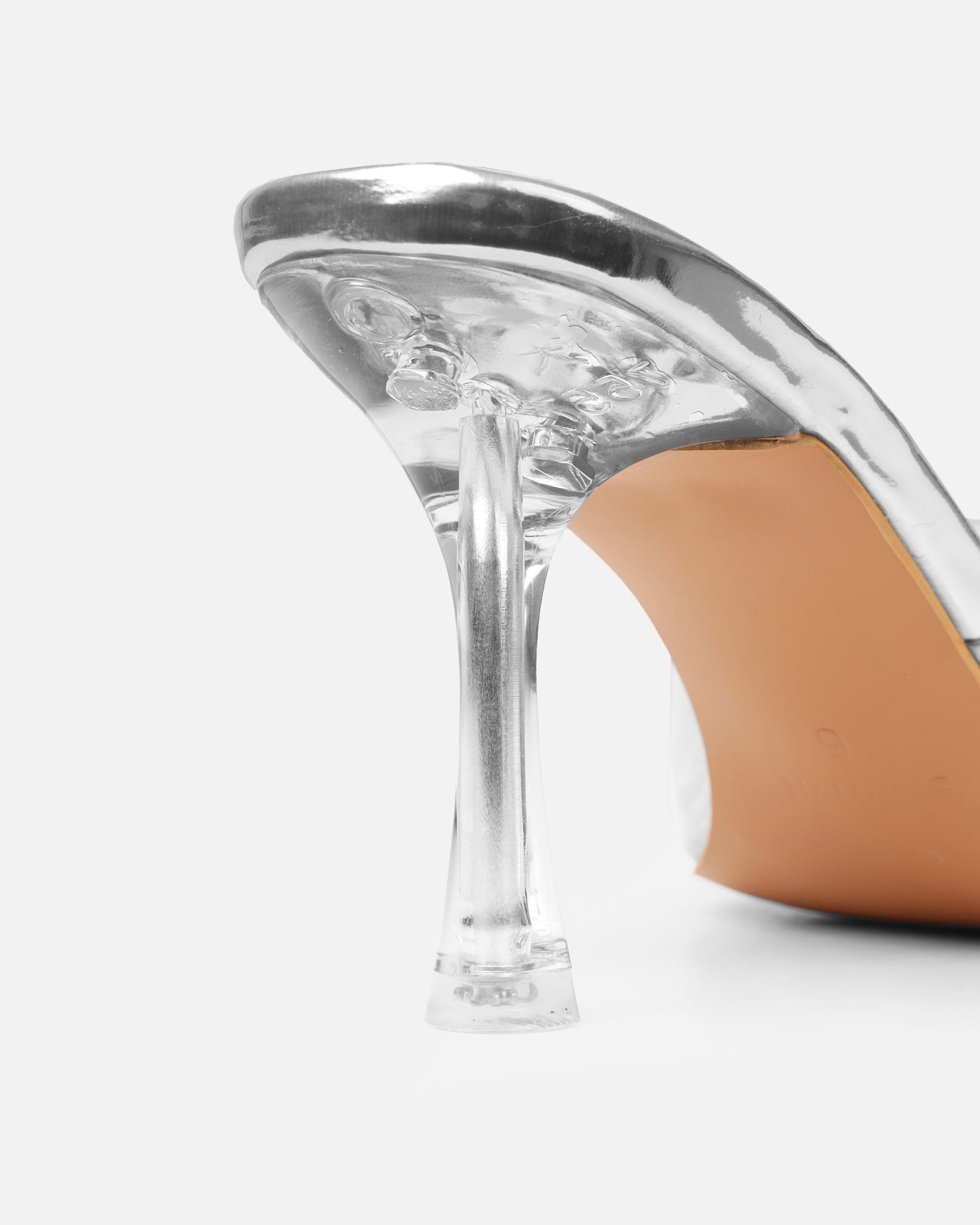 Josephine Clear Silver Mirror Diamante Heeled Sandals | SIMMI London