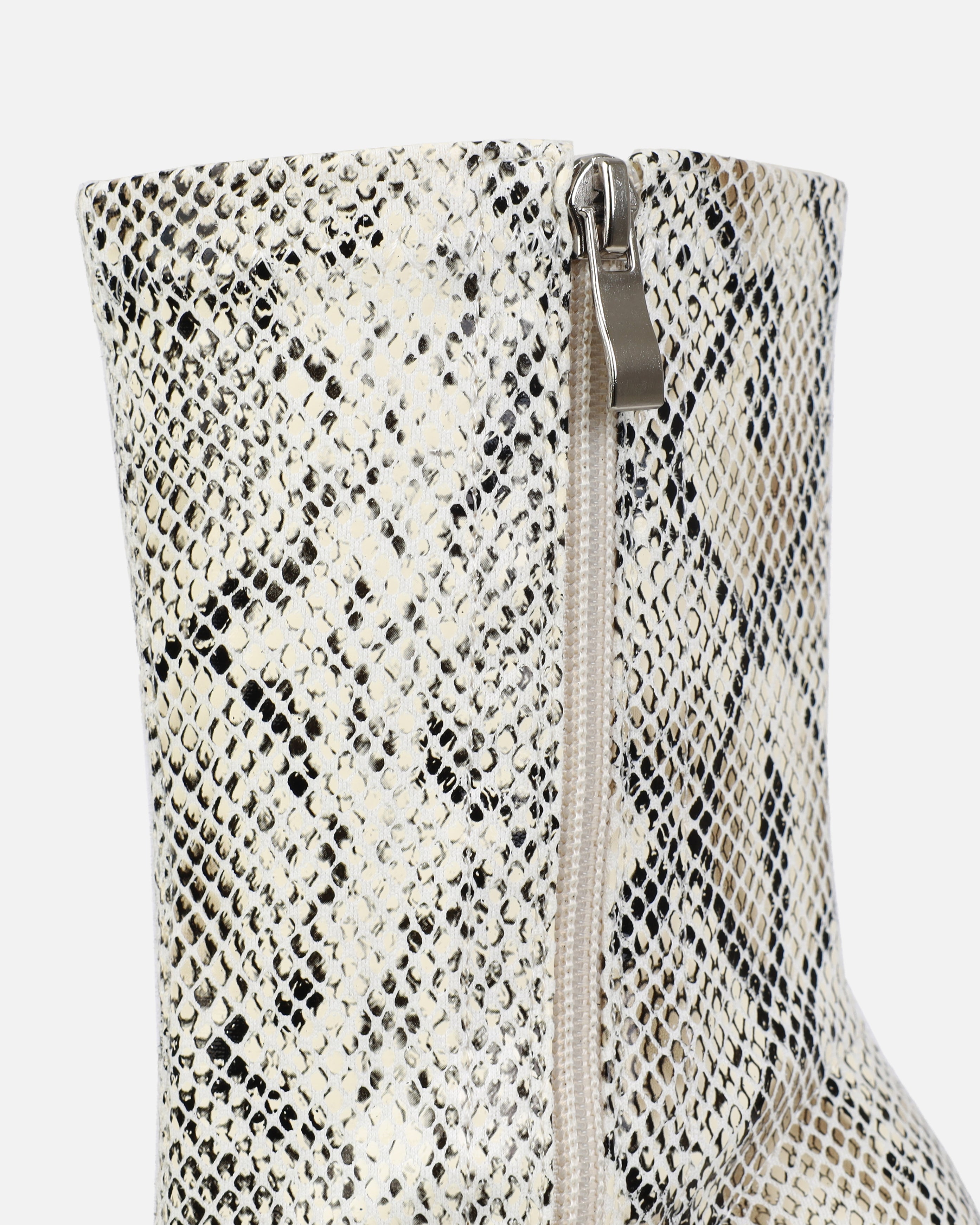 Foster Neutral Faux Snake Print Platform Block Heel Ankle Boots | SIMMI London