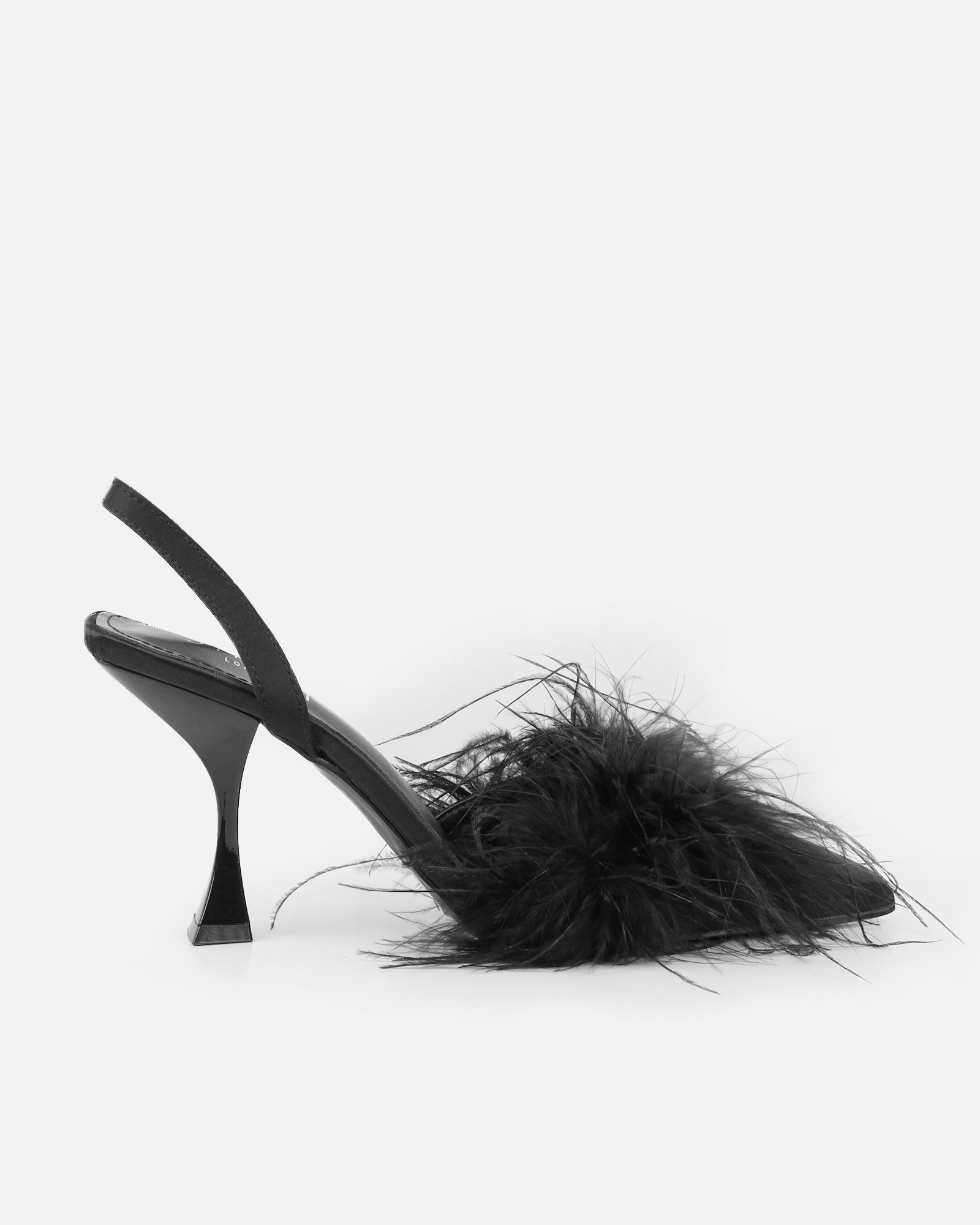 Jube black satin fluffy court shoes | SIMMI London