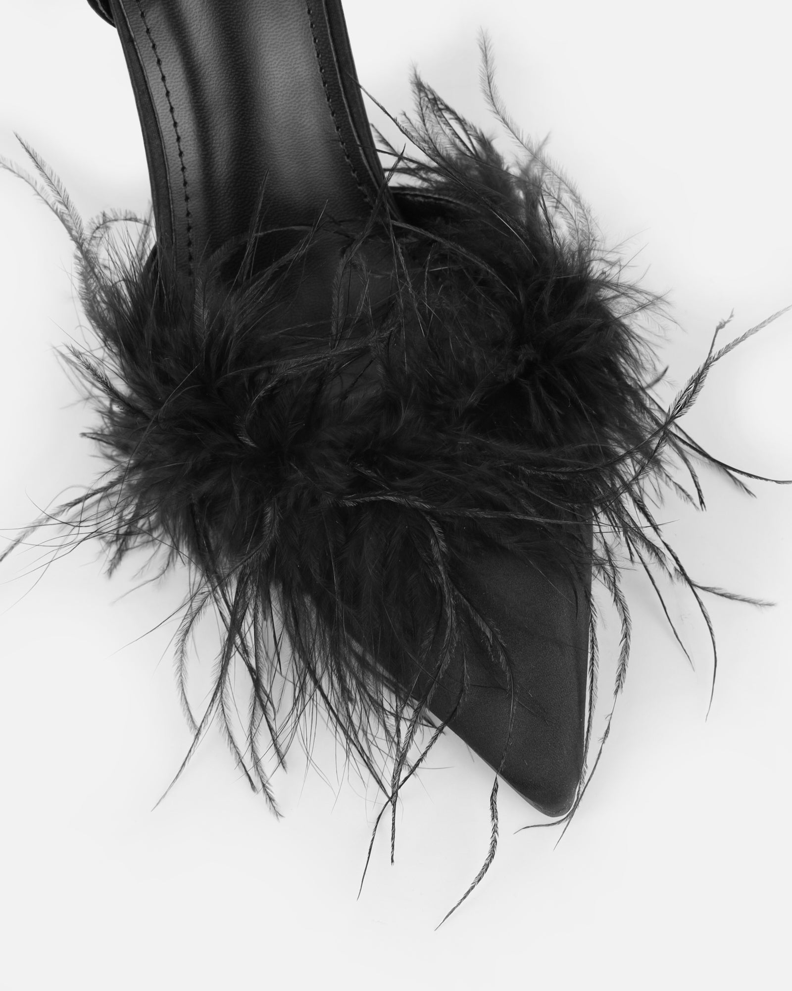 Jube black satin fluffy court shoes | SIMMI London