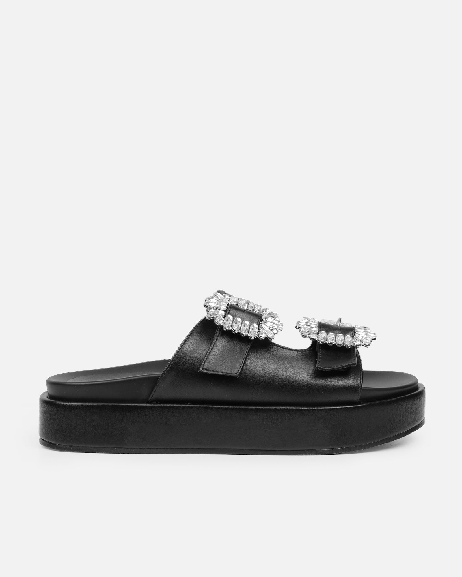Juliette Black Diamante Slider Sandals | SIMMI London