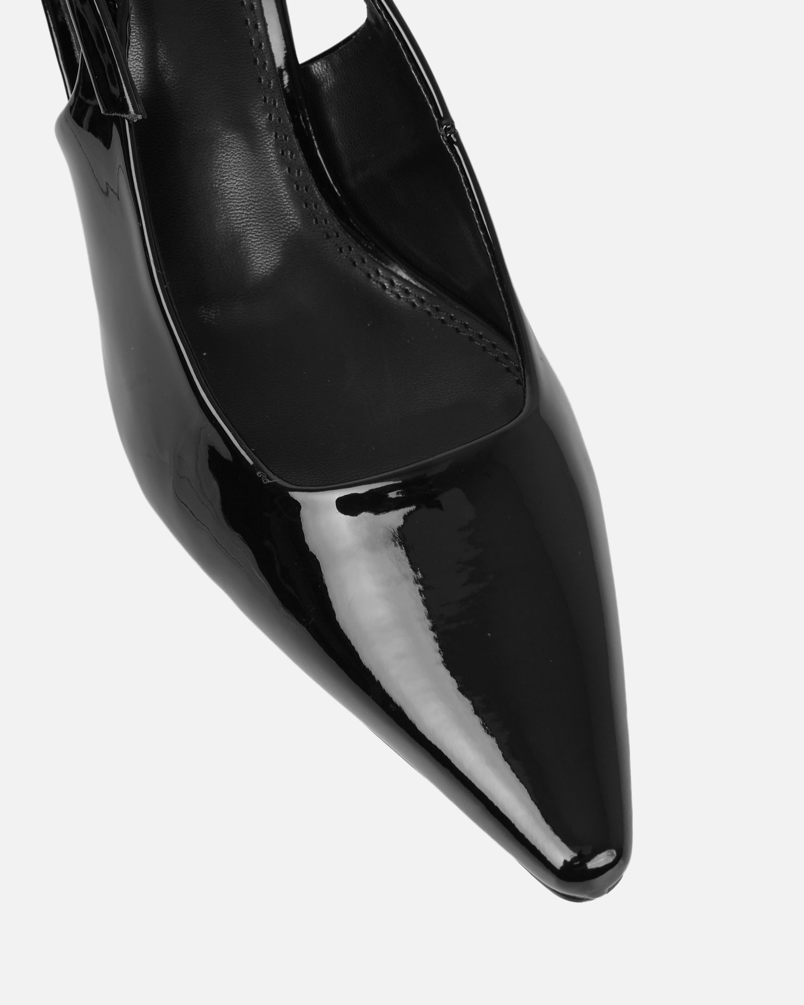 June black patent low sling back court shoes | SIMMI London