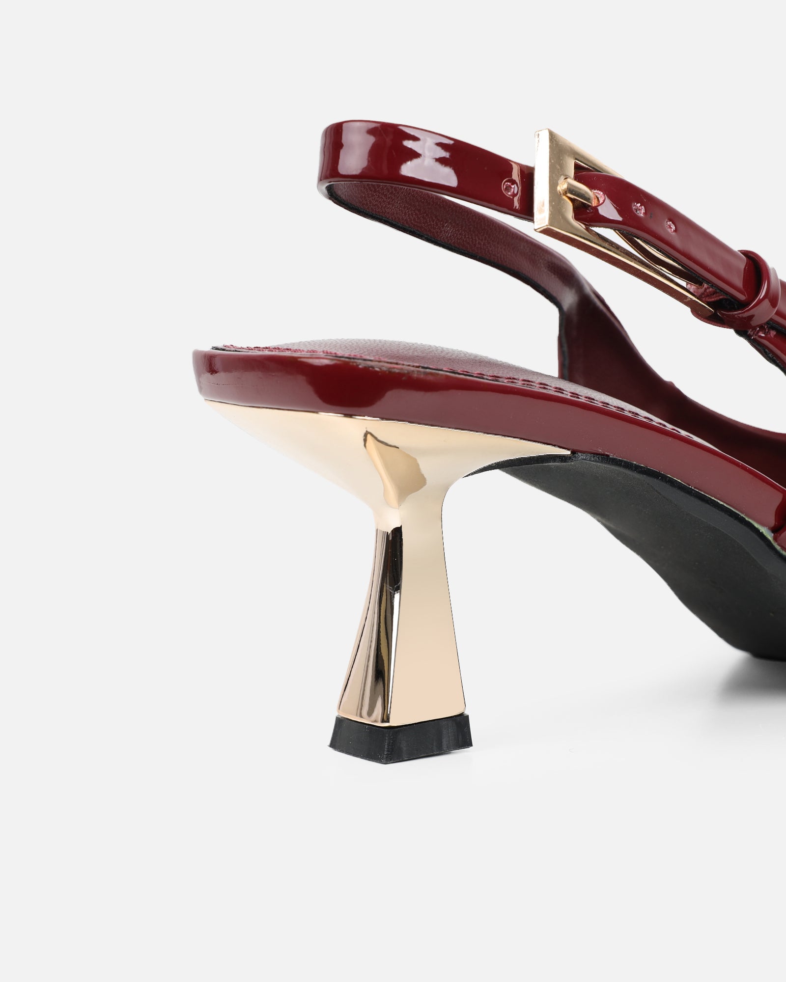 June Burgundy Patent Low Sling Back Court Shoes | SIMMI London