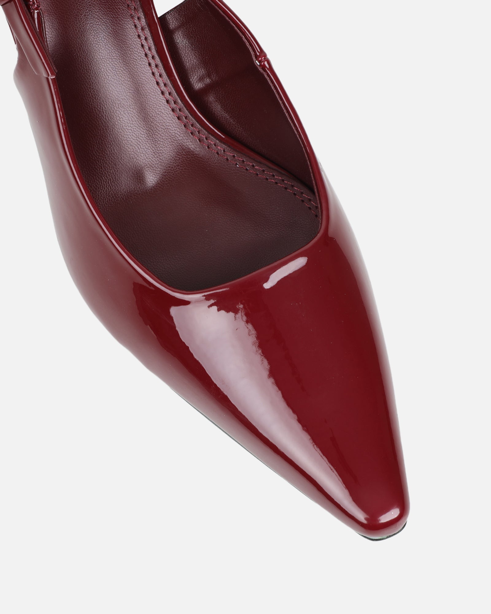 June Burgundy Patent Low Sling Back Court Shoes | SIMMI London