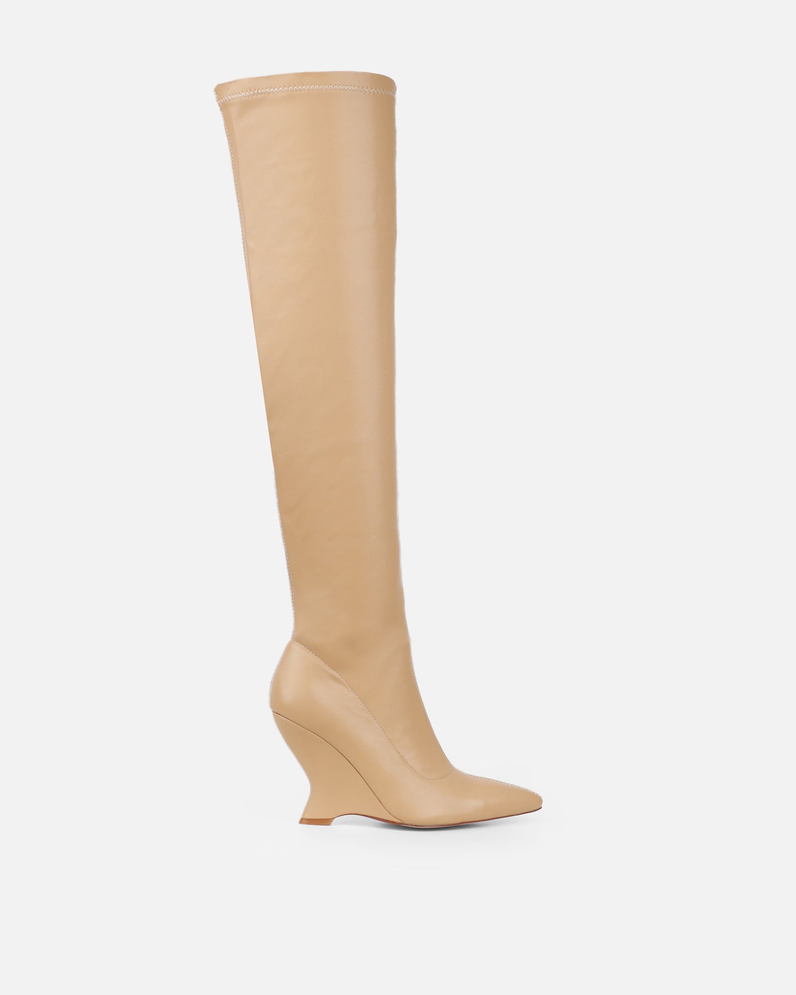 Kadeem Nude Wedge Over The Knee Boots | SIMMI London