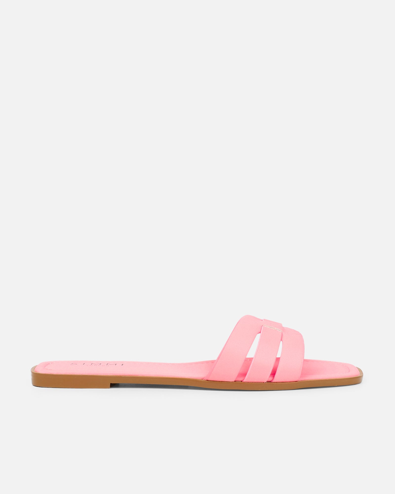 Jorja Baby Pink Slip On Flat Sandals | SIMMI London