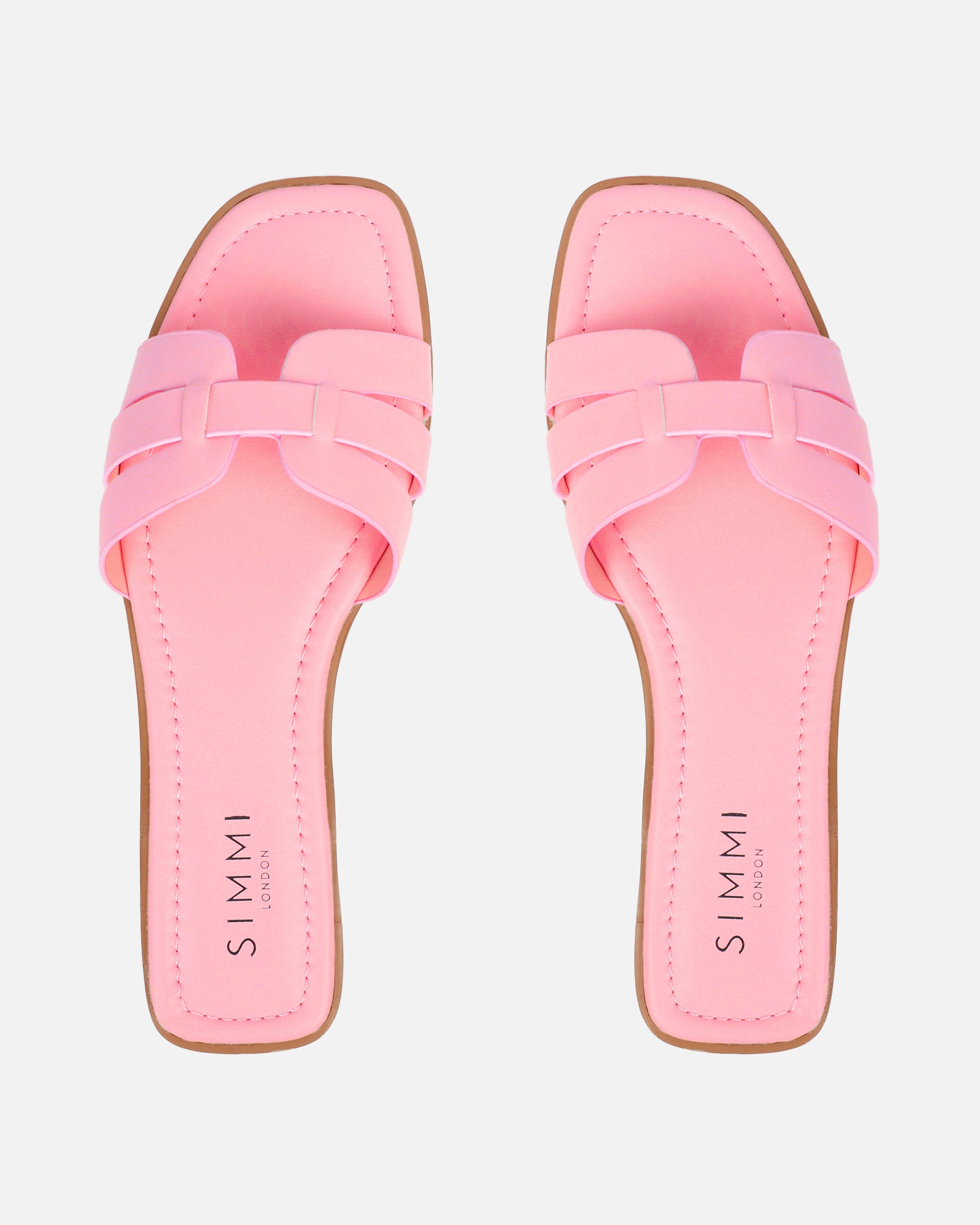 Jorja Baby Pink Slip On Flat Sandals | SIMMI London