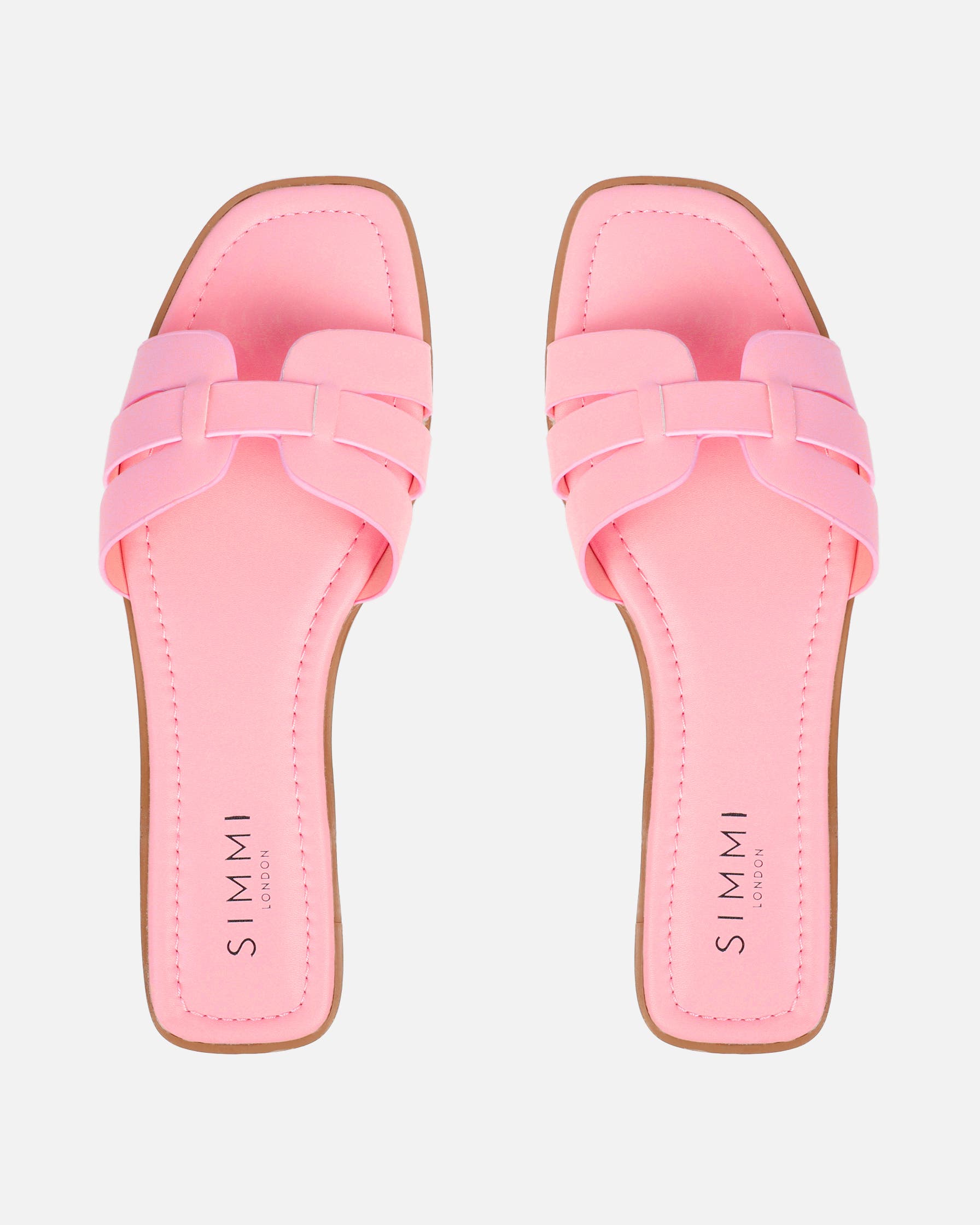 Jorja Baby Pink Slip On Flat Sandals | SIMMI London