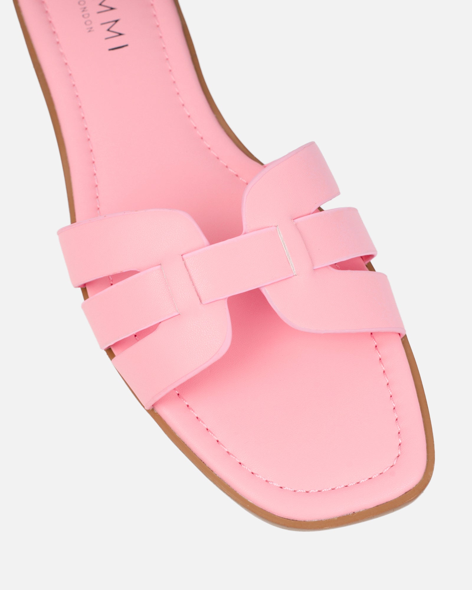 Jorja Baby Pink Slip On Flat Sandals | SIMMI London