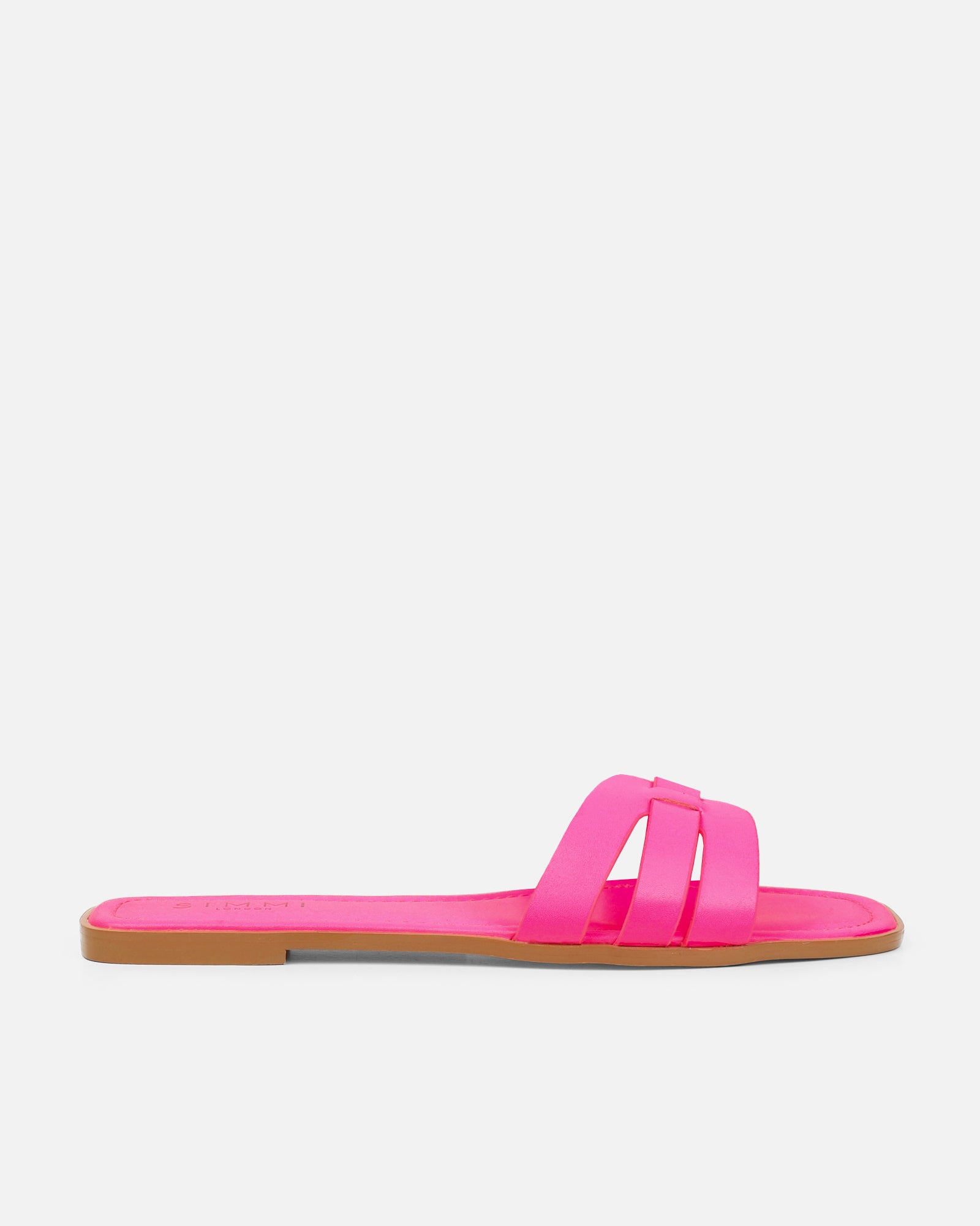 Jorja Bright Pink Slip On Flat Sandals | SIMMI London