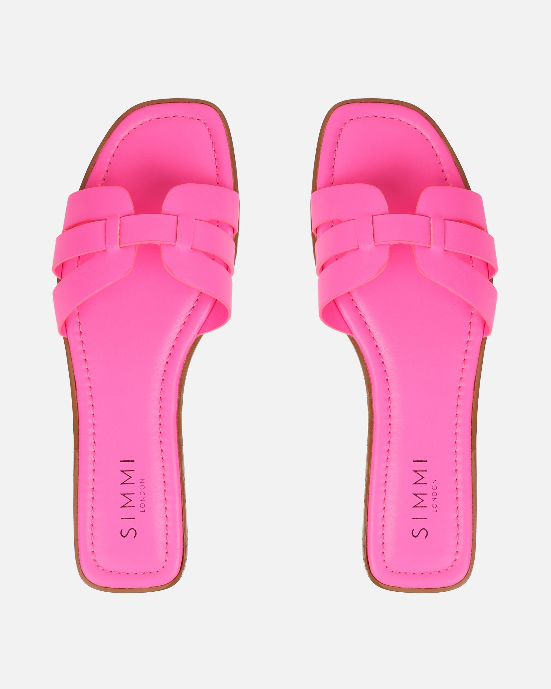 Jorja Bright Pink Slip On Flat Sandals | SIMMI London