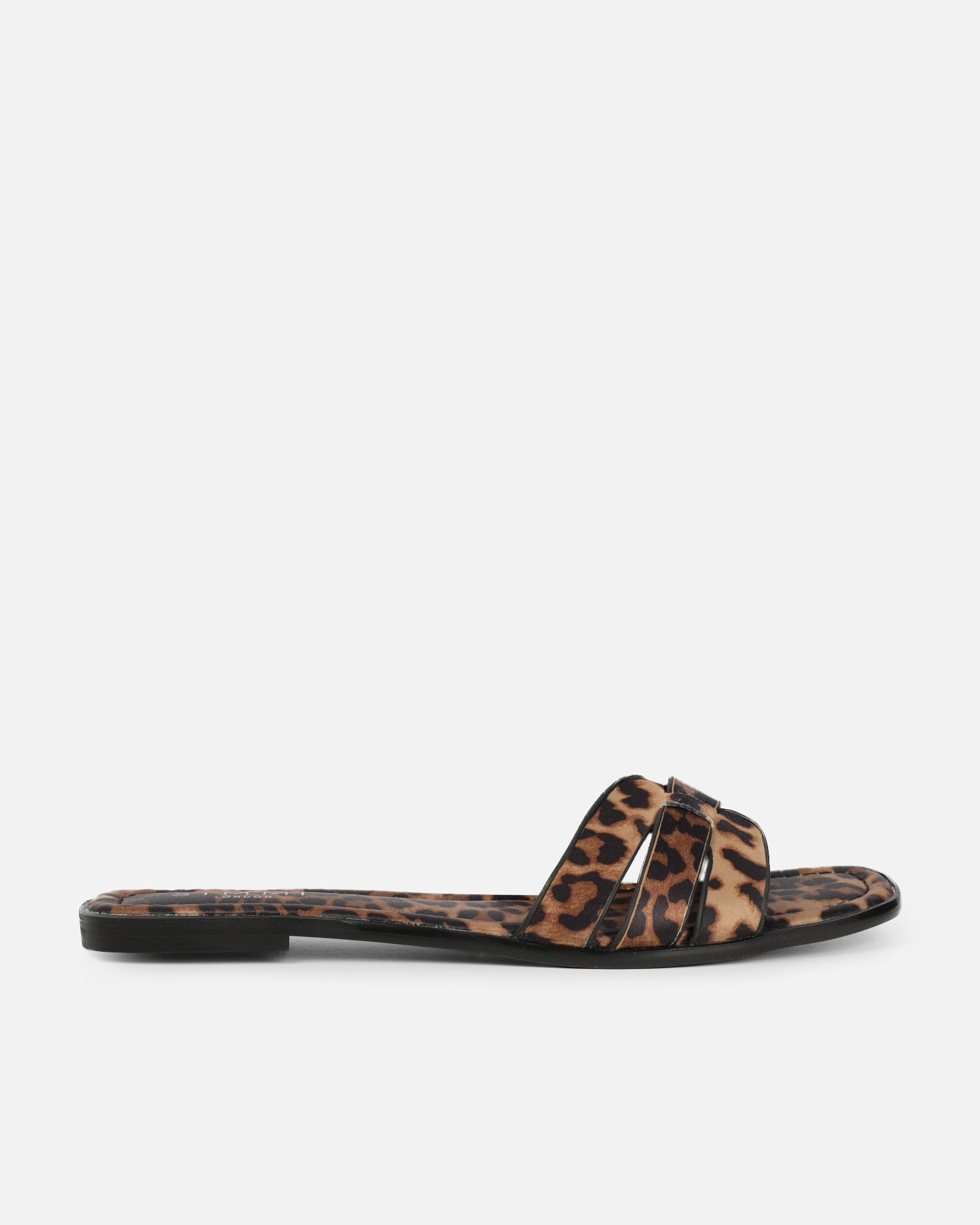 Jorja Leopard Satin Slip On Flat Sandals | SIMMI London