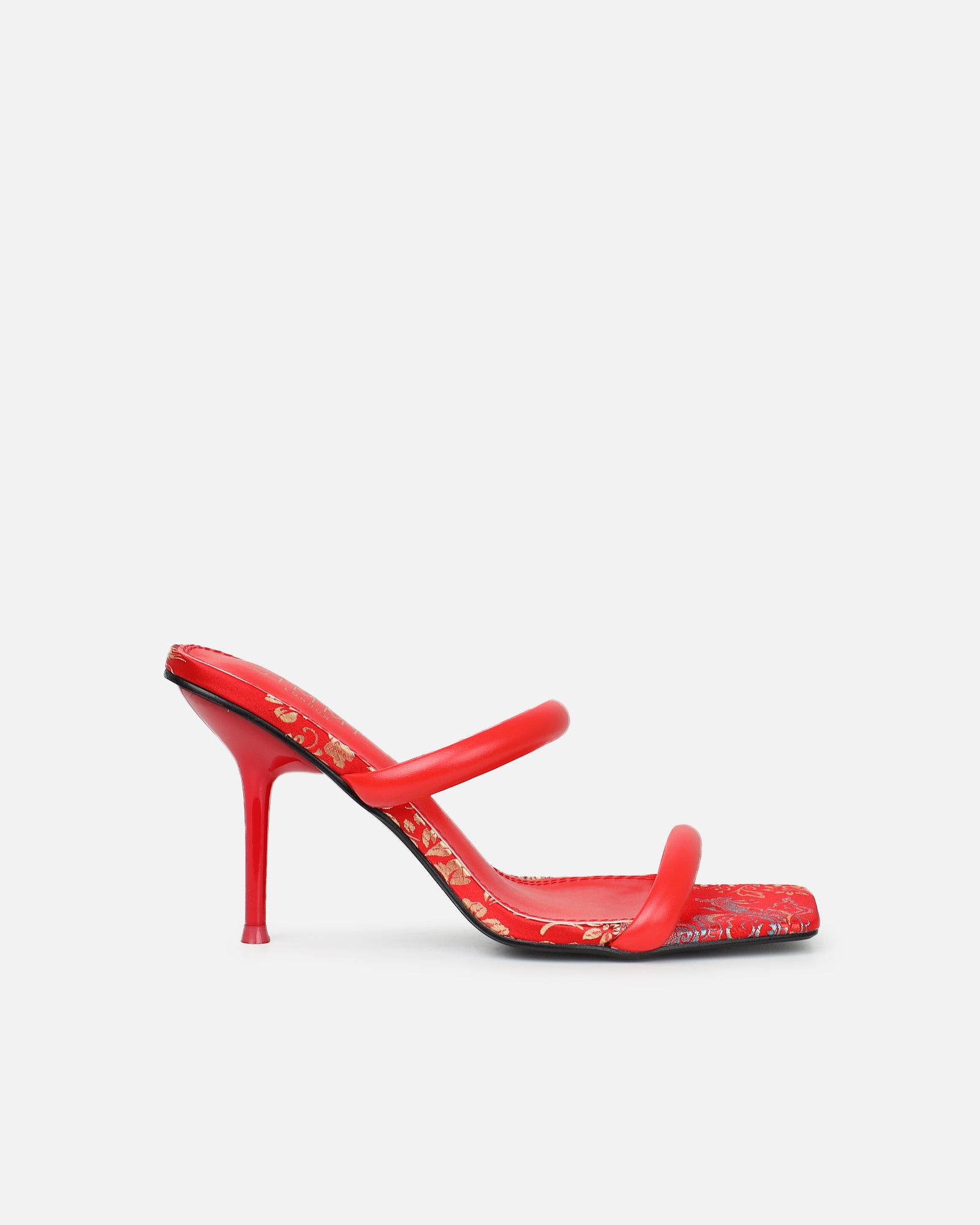 Kaeli red printed heeled sandals | SIMMI London