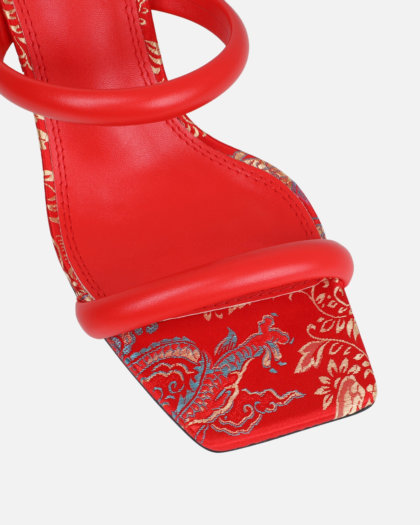 Kaeli red printed heeled sandals | SIMMI London