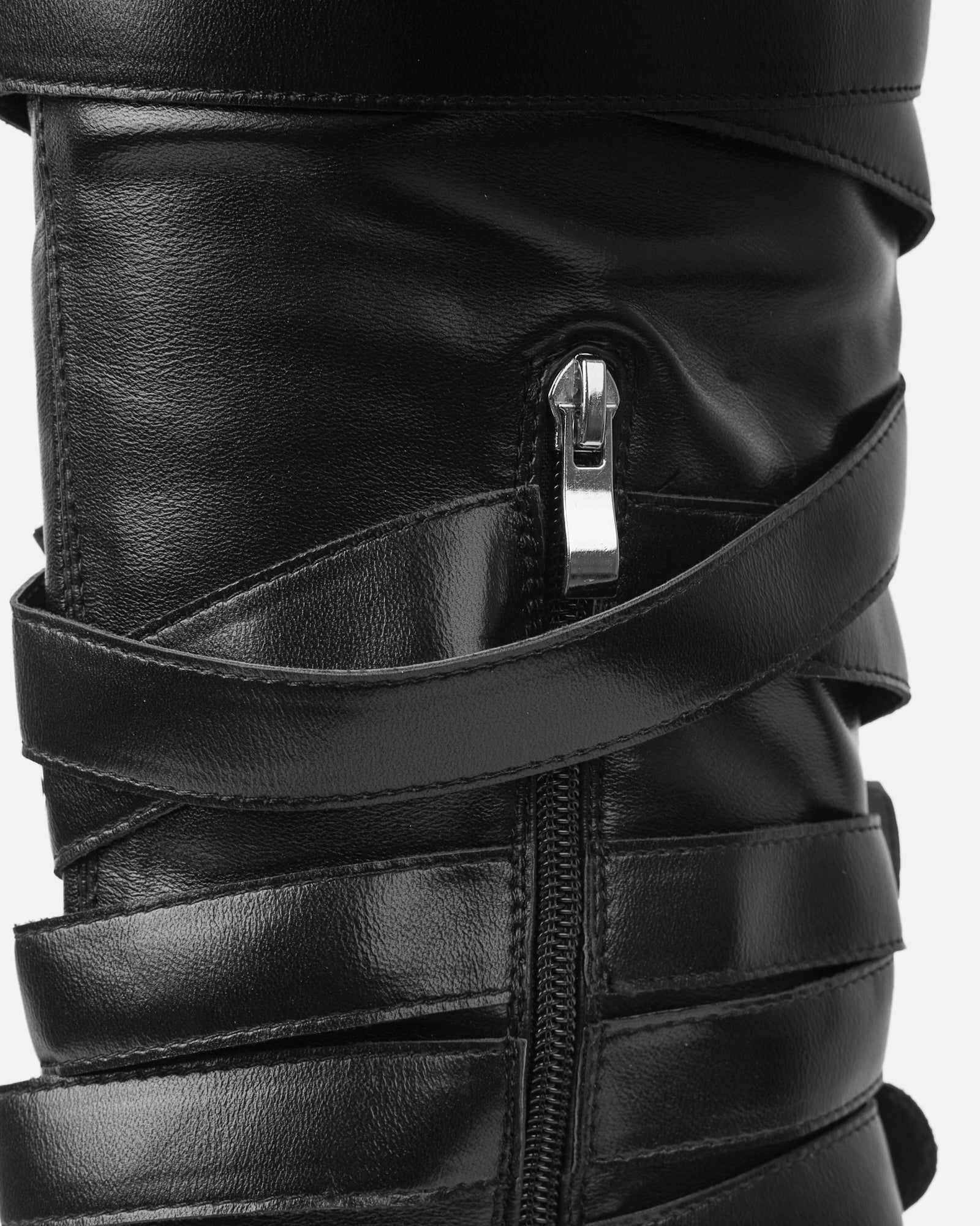 Lucian Black Strappy Buckle Stiletto Boots | SIMMI London