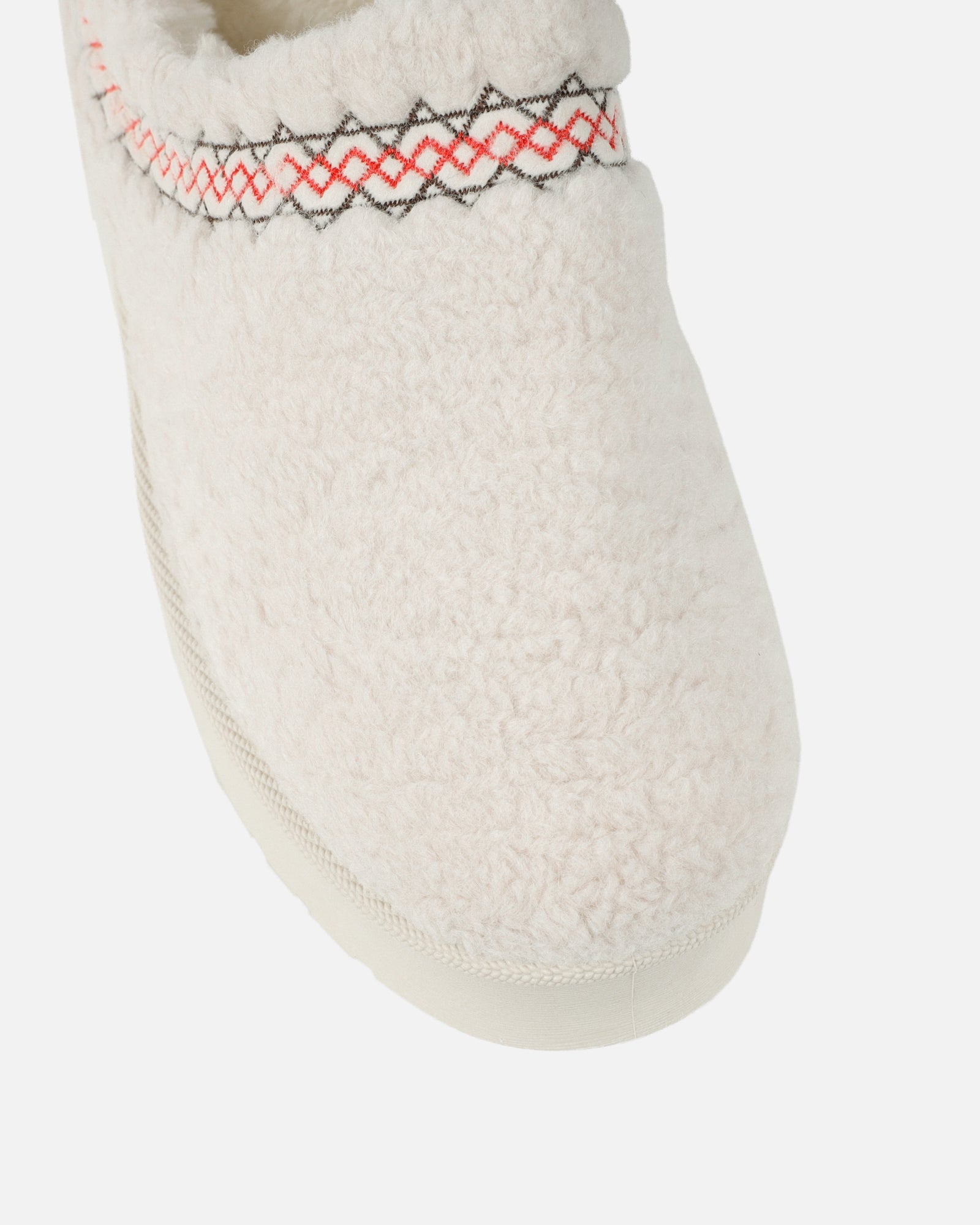 Kail Beige Teddy Faux Fur Flatform Slides | SIMMI London