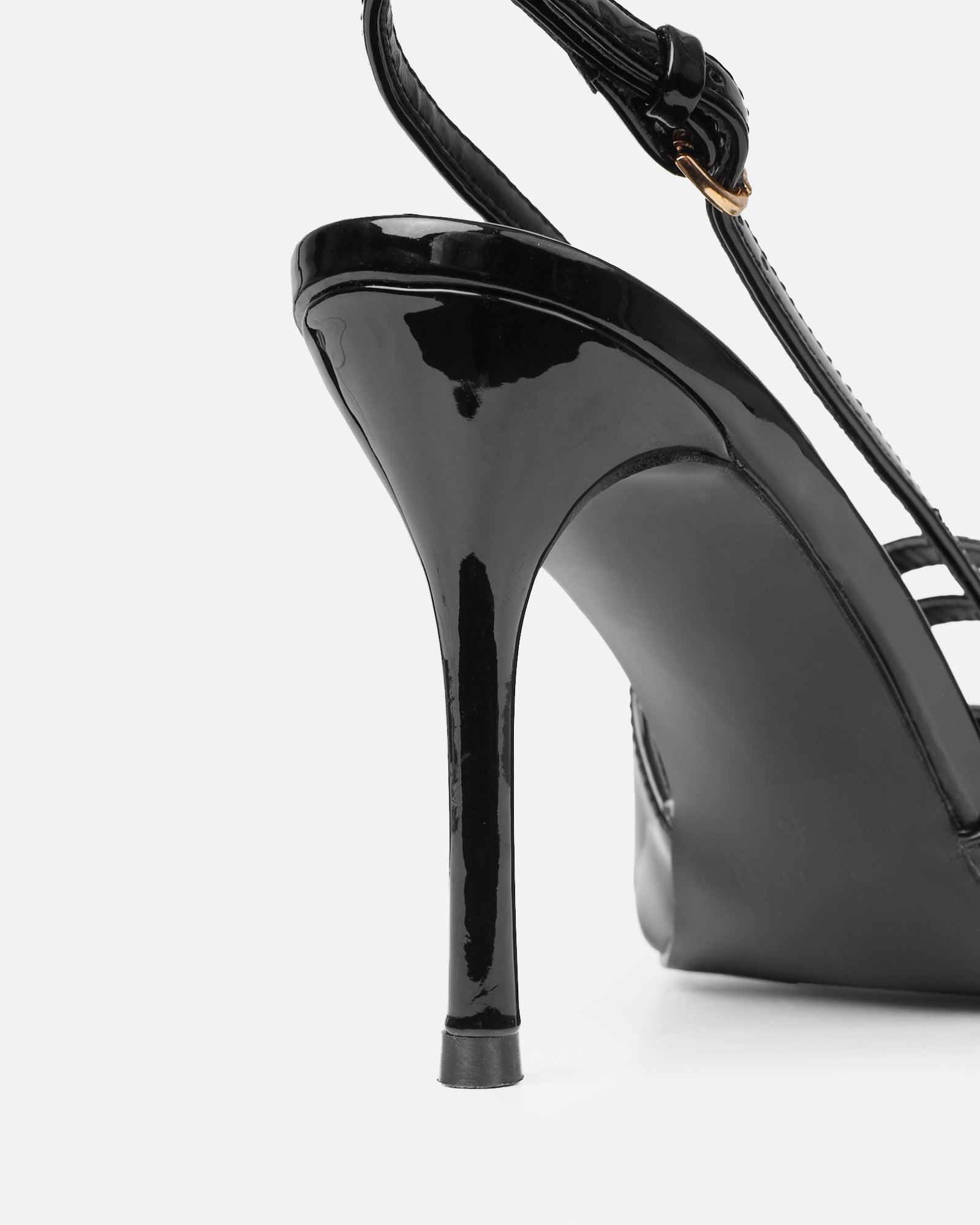 Kassiani Black Patent Sling Back Court Shoes | SIMMI London