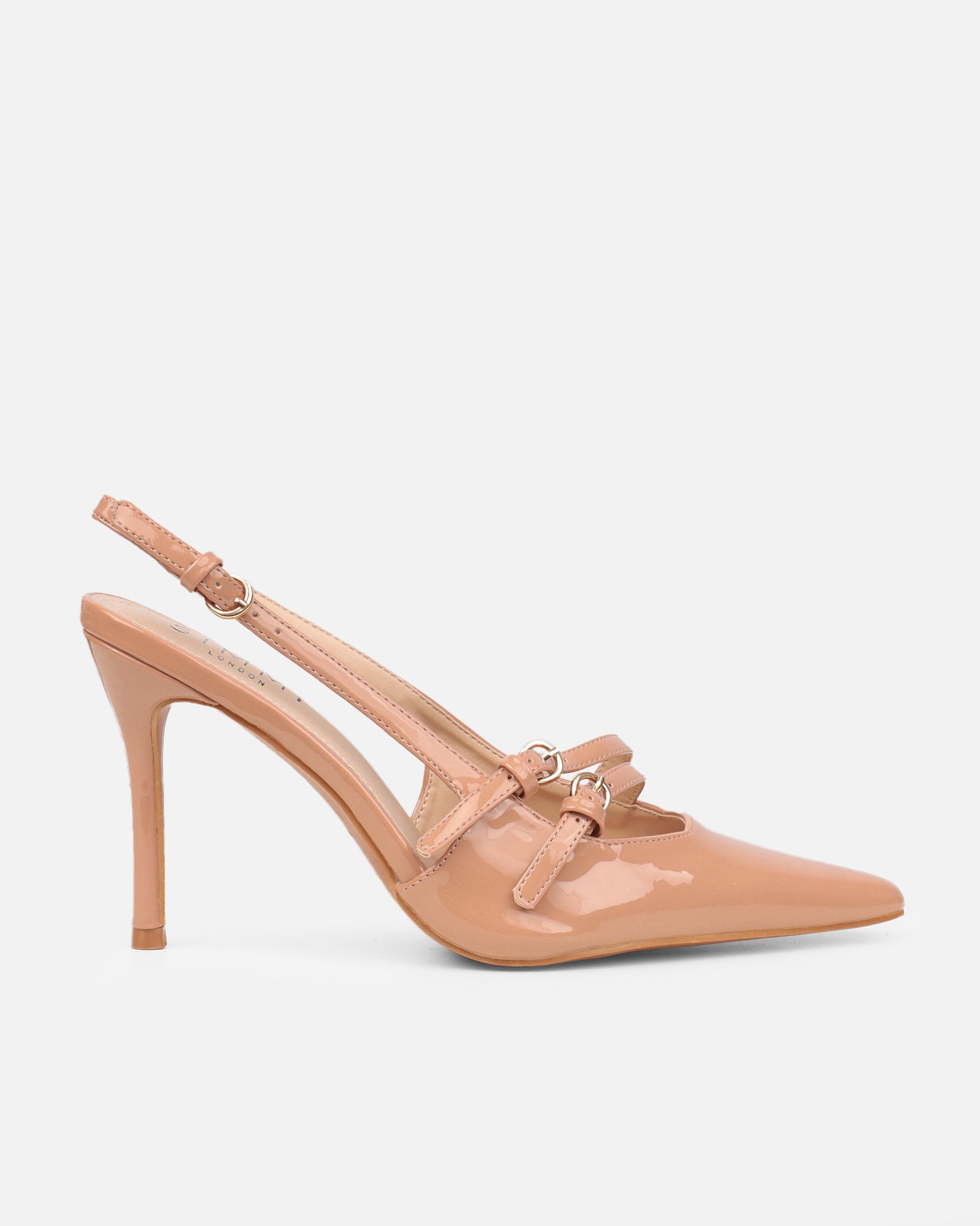 Kassiani Stone Patent Sling Back Court Shoes | SIMMI London