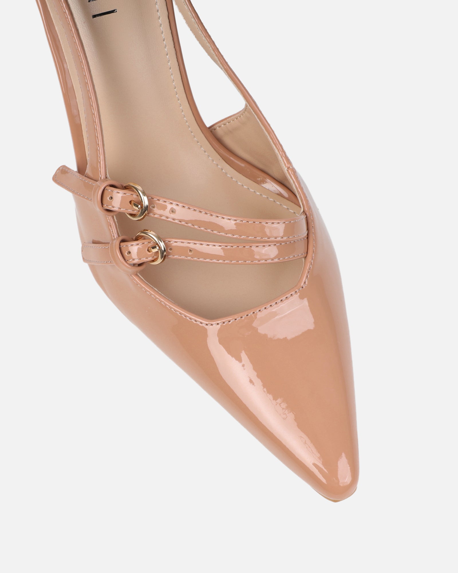 Kassiani Stone Patent Sling Back Court Shoes | SIMMI London