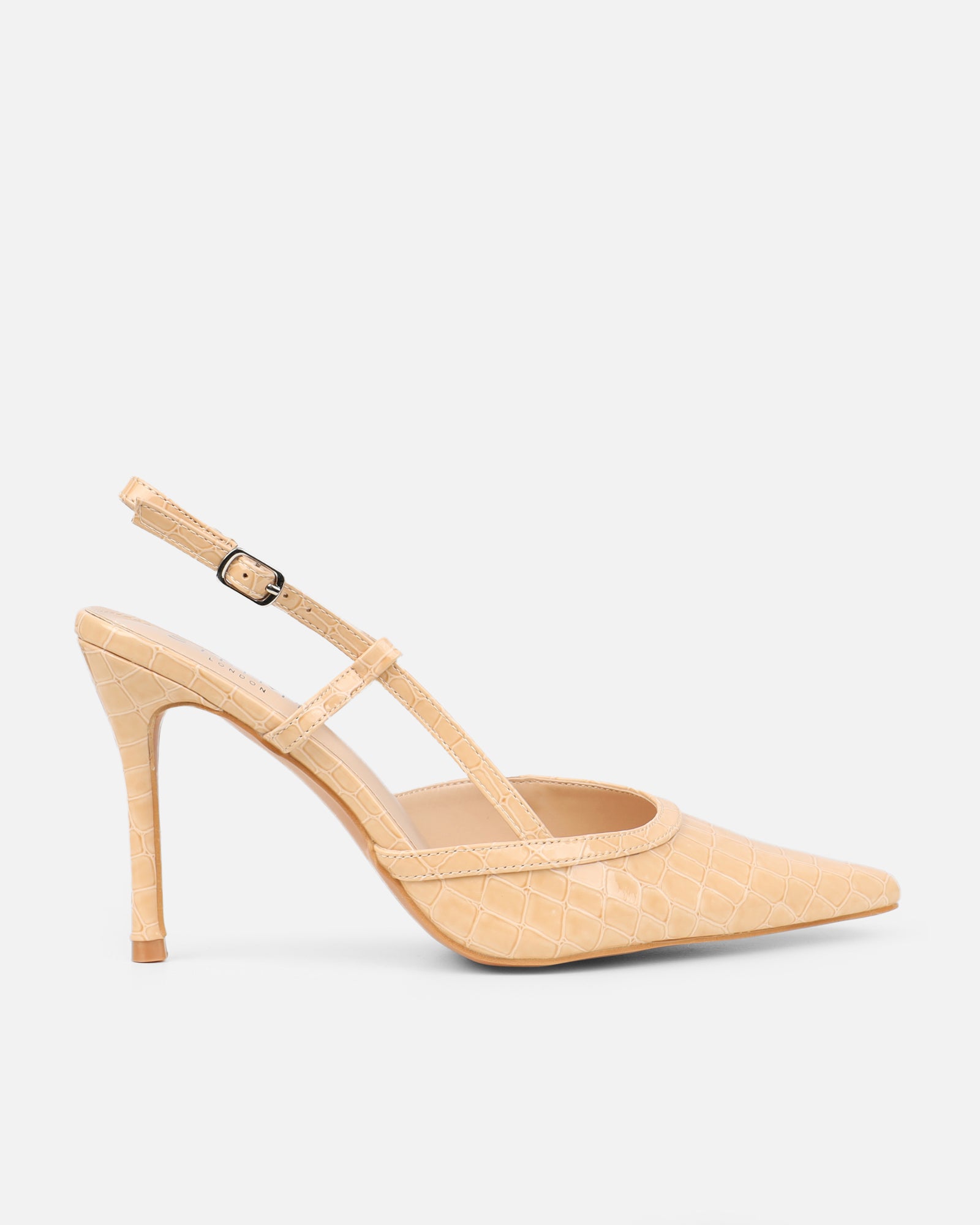 Kassi Nude Faux Croc Sling Back Court Shoes | SIMMI London