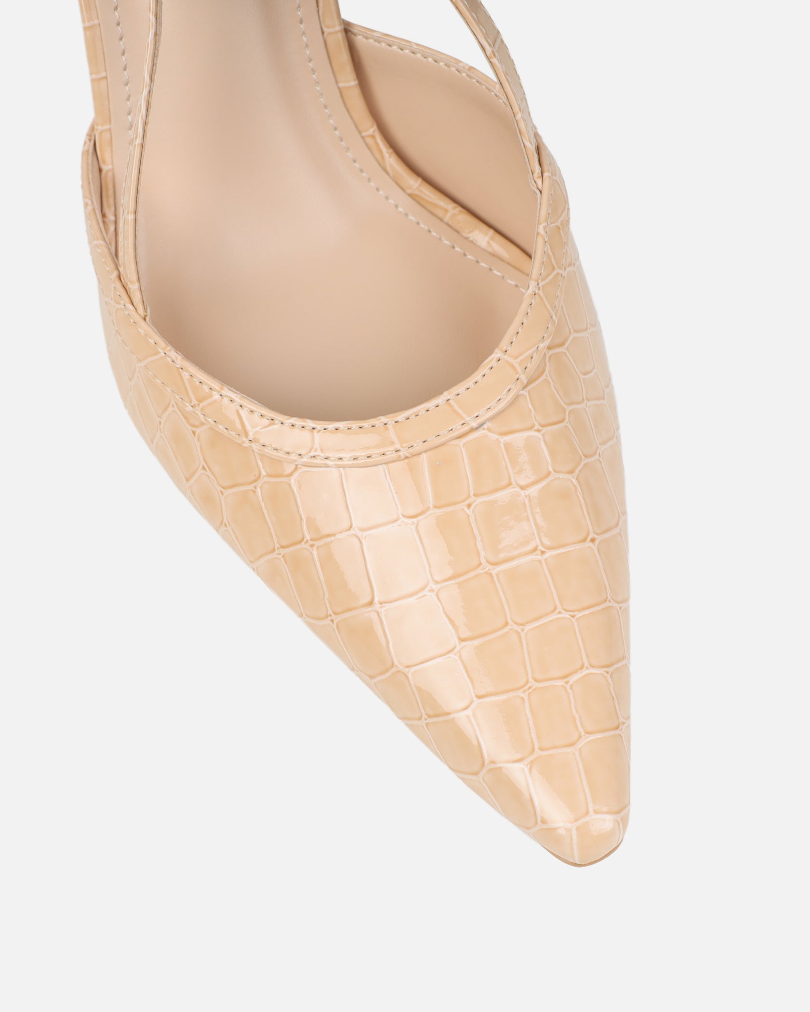 Kassi Nude Faux Croc Sling Back Court Shoes | SIMMI London