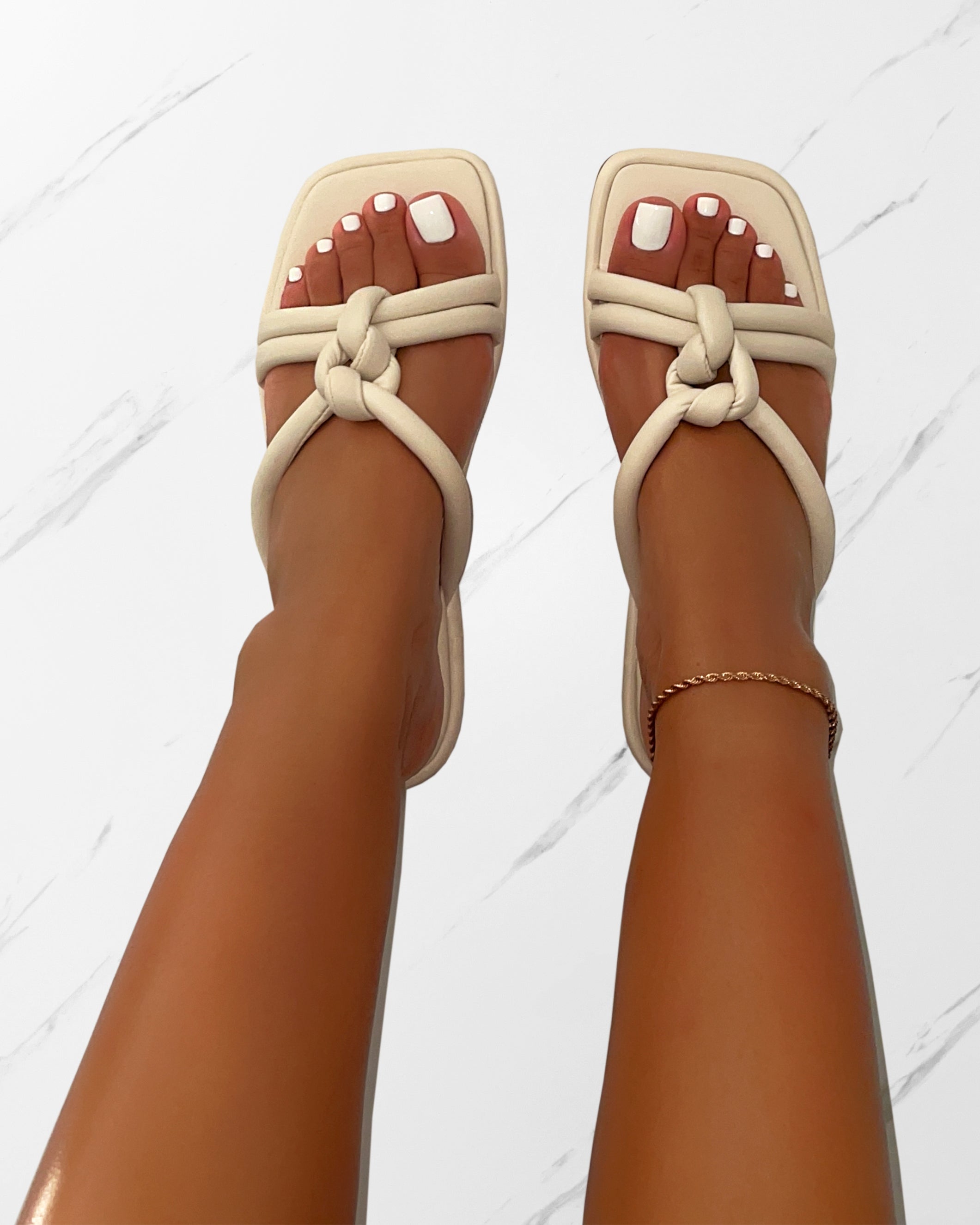 Olena Stone Padded Knot Flat Sandals | SIMMI London