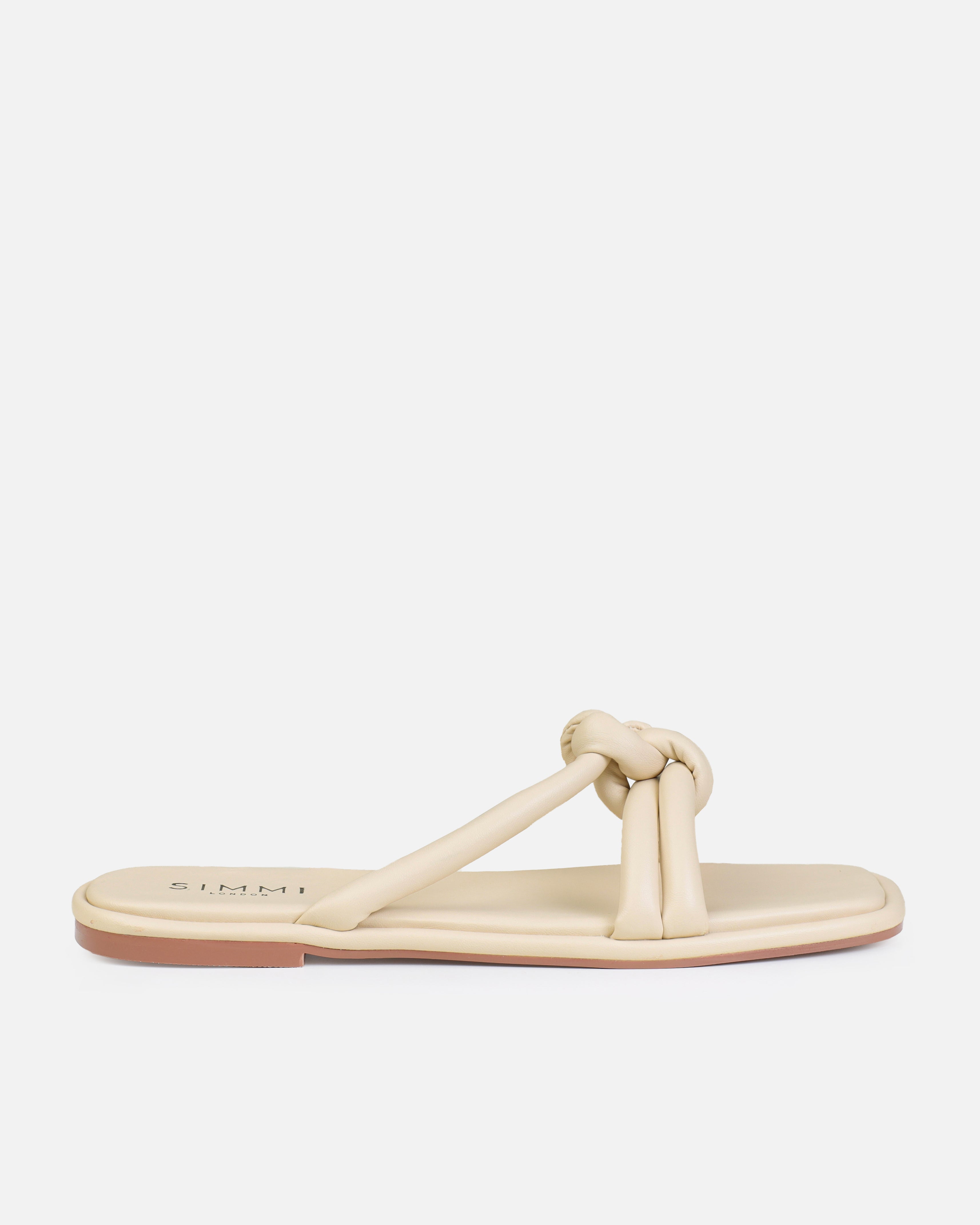 Olena Stone Padded Knot Flat Sandals | SIMMI London