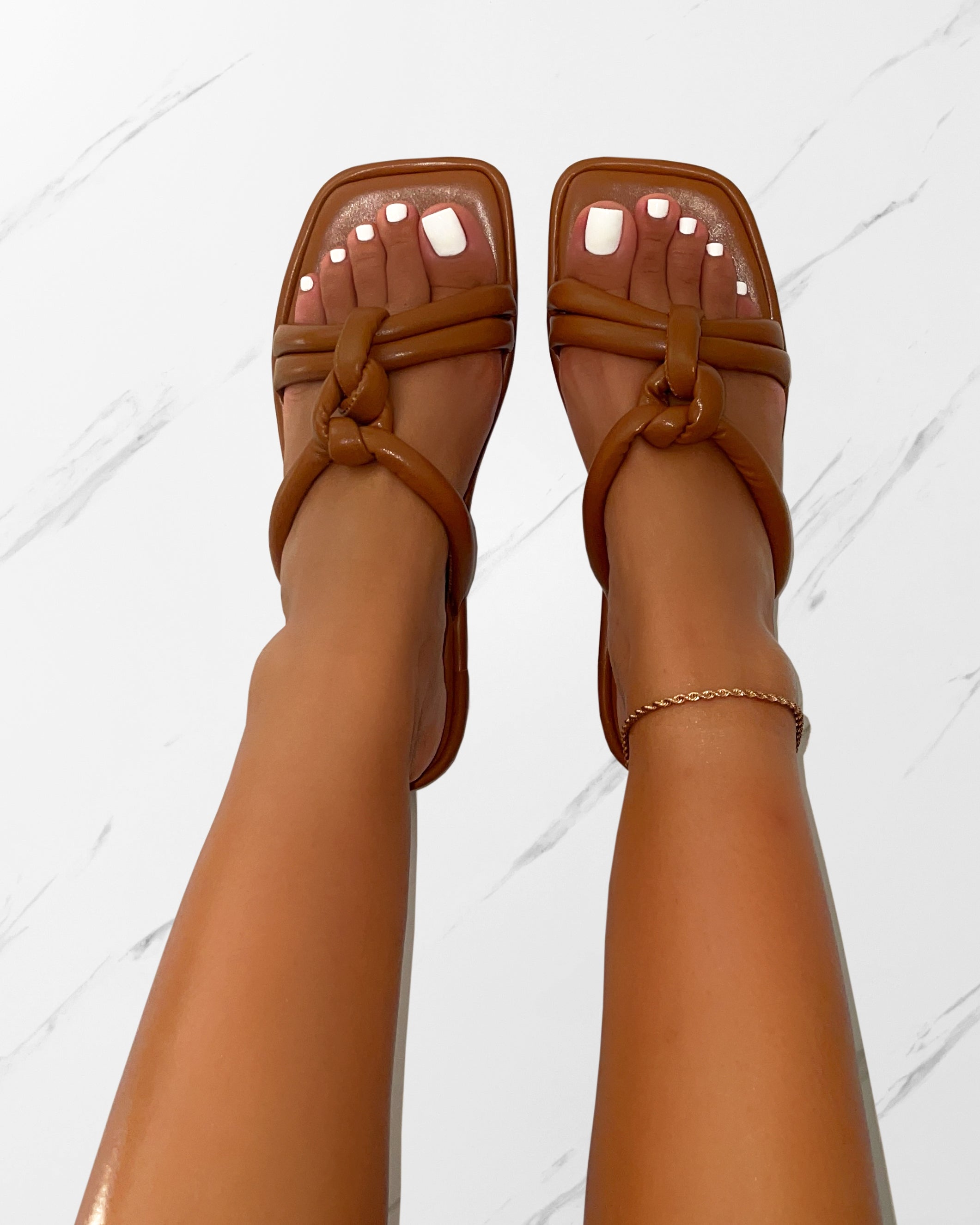 Olena Tan Padded Knot Flat Sandals | SIMMI London