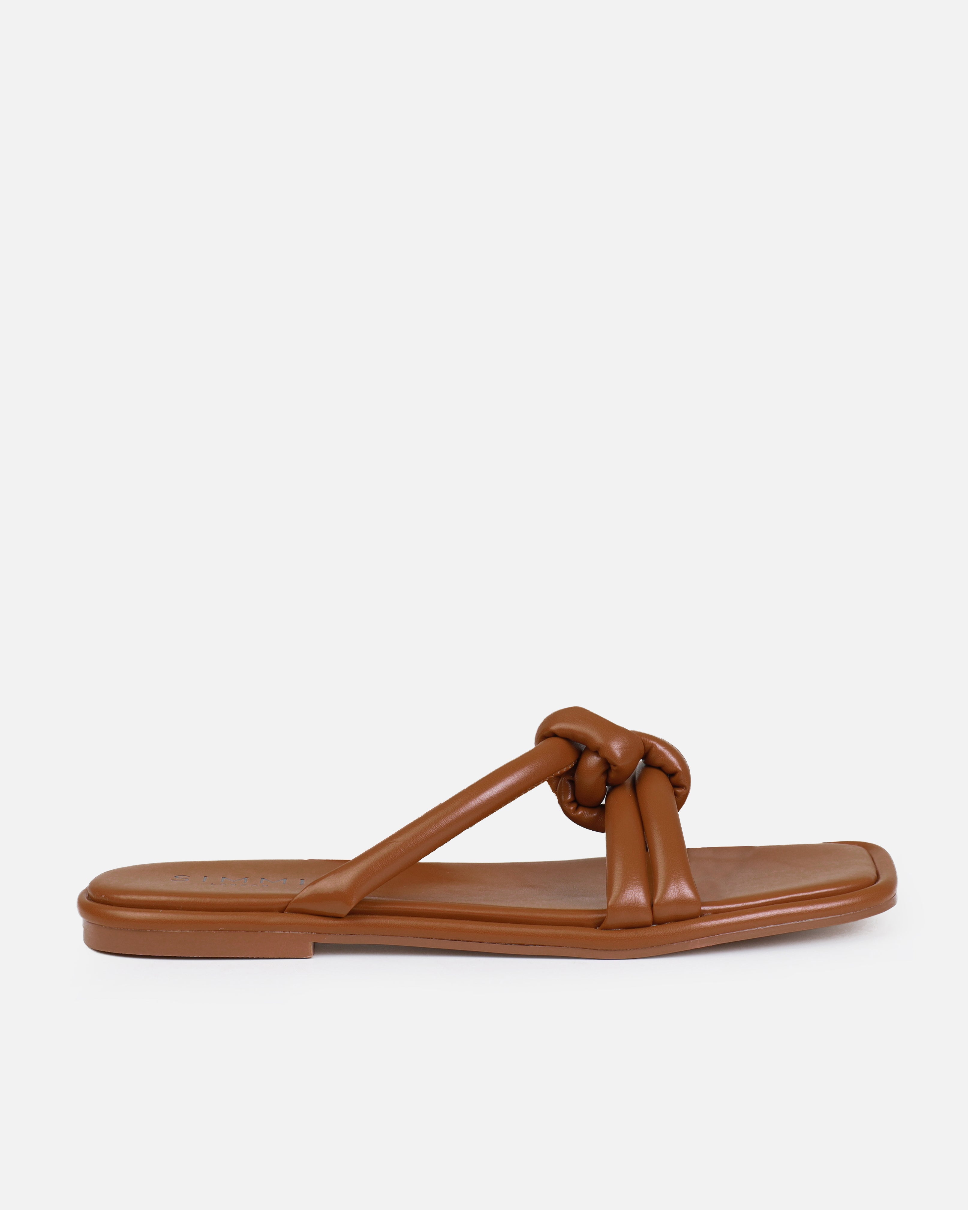 Olena Tan Padded Knot Flat Sandals | SIMMI London