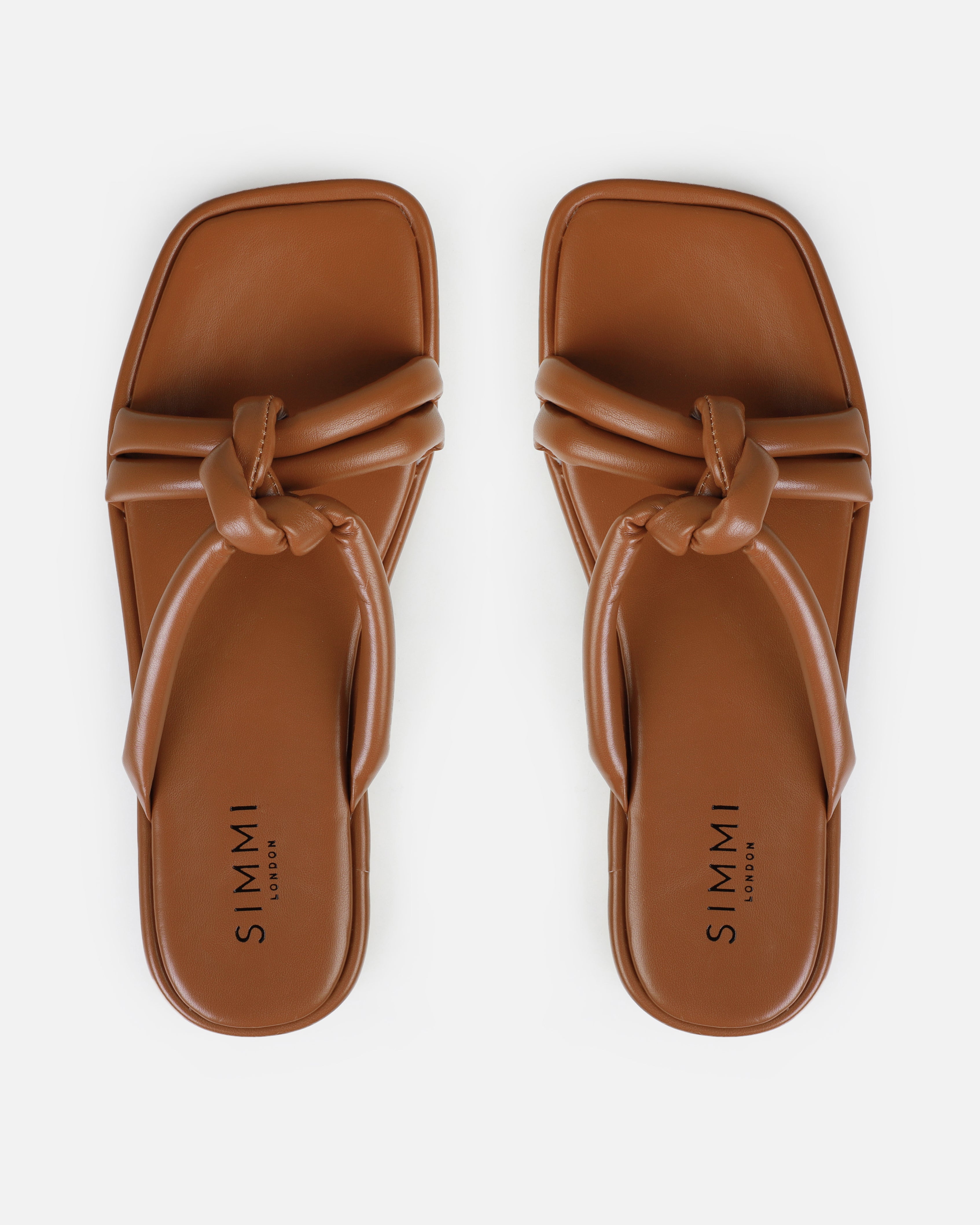 Olena Tan Padded Knot Flat Sandals | SIMMI London
