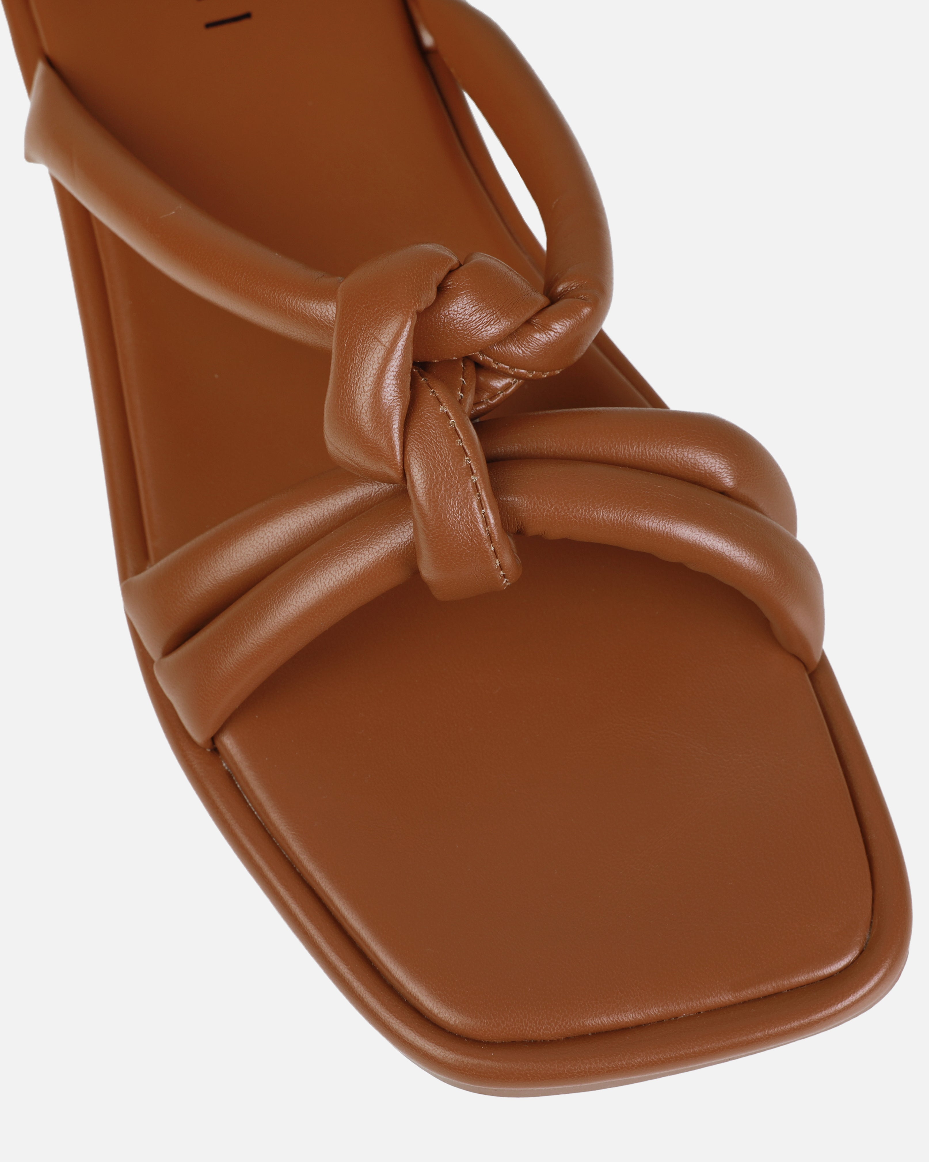 Olena Tan Padded Knot Flat Sandals | SIMMI London