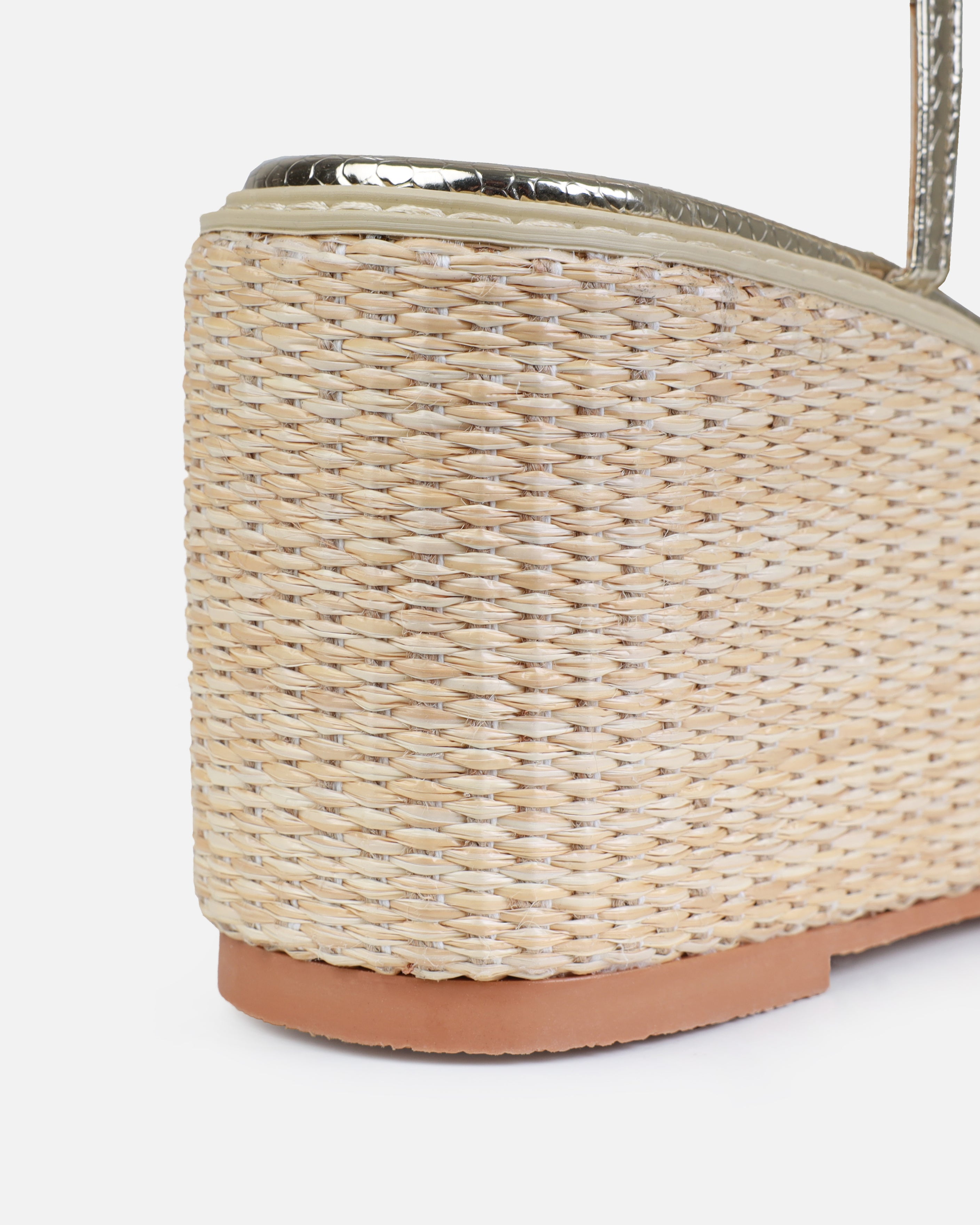 Kerensa Gold Faux Snake Print Strappy Espadrille Wedges | SIMMI London