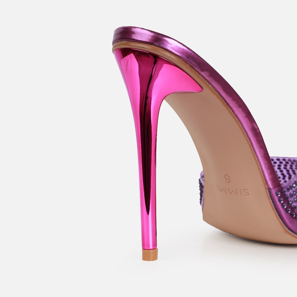 Jessyca Purple Clear Diamante Pointed Stiletto Mules | SIMMI London