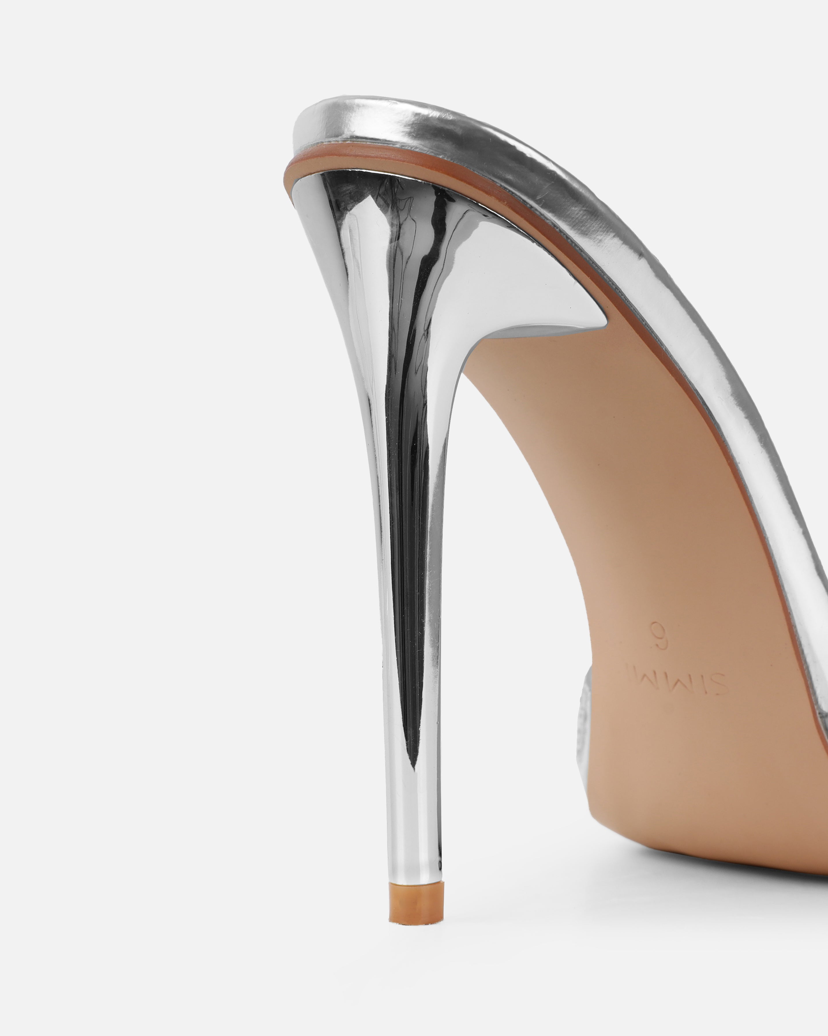 Mary Bedford Jessyca Silver Diamante Pointed Stiletto Mules | SIMMI London