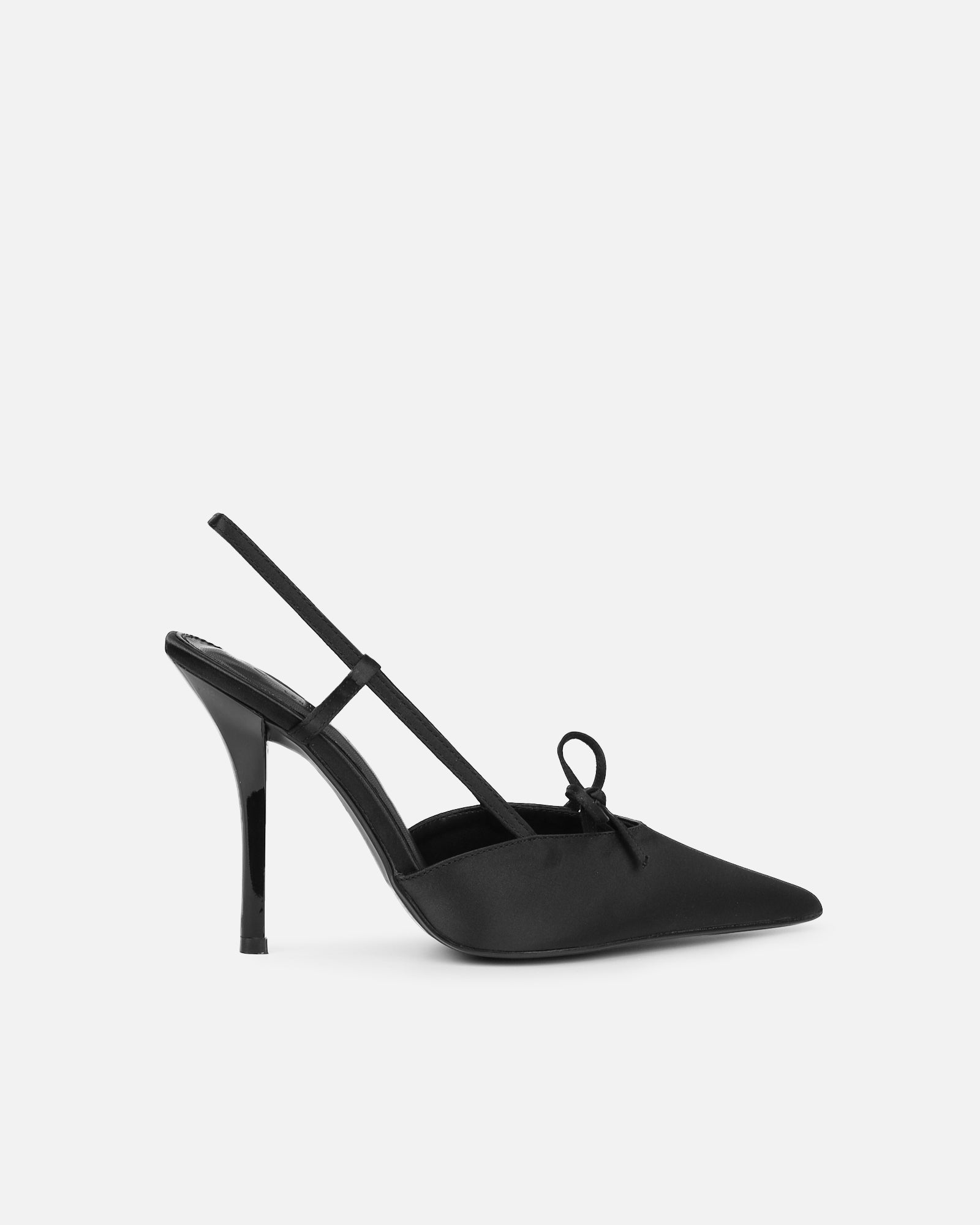 Klara black satin bow detail court shoes | SIMMI London
