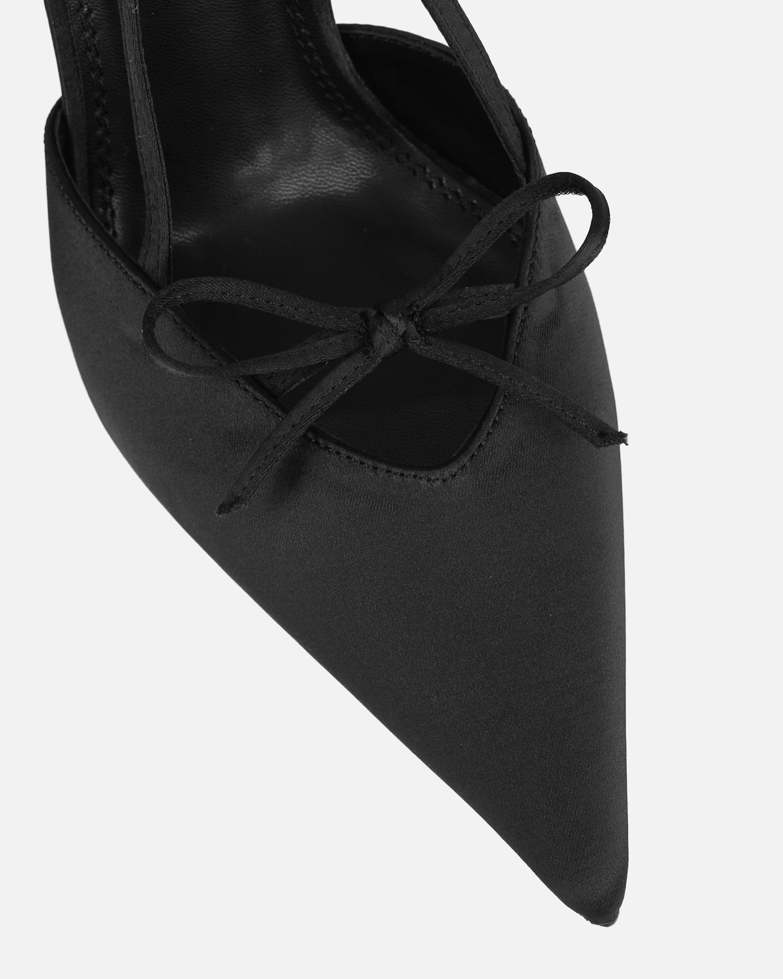 Klara black satin bow detail court shoes | SIMMI London