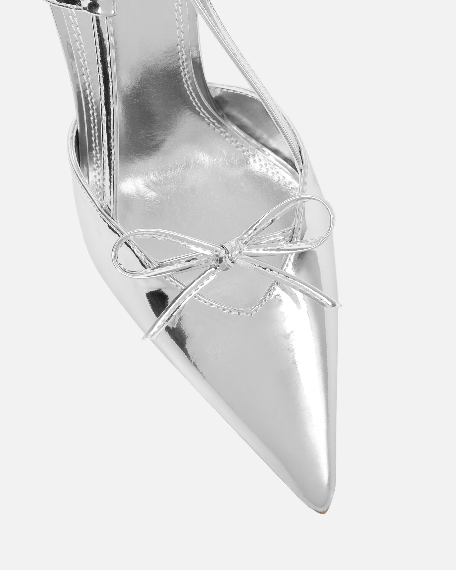 Klara silver mirror bow detail court shoes | SIMMI London
