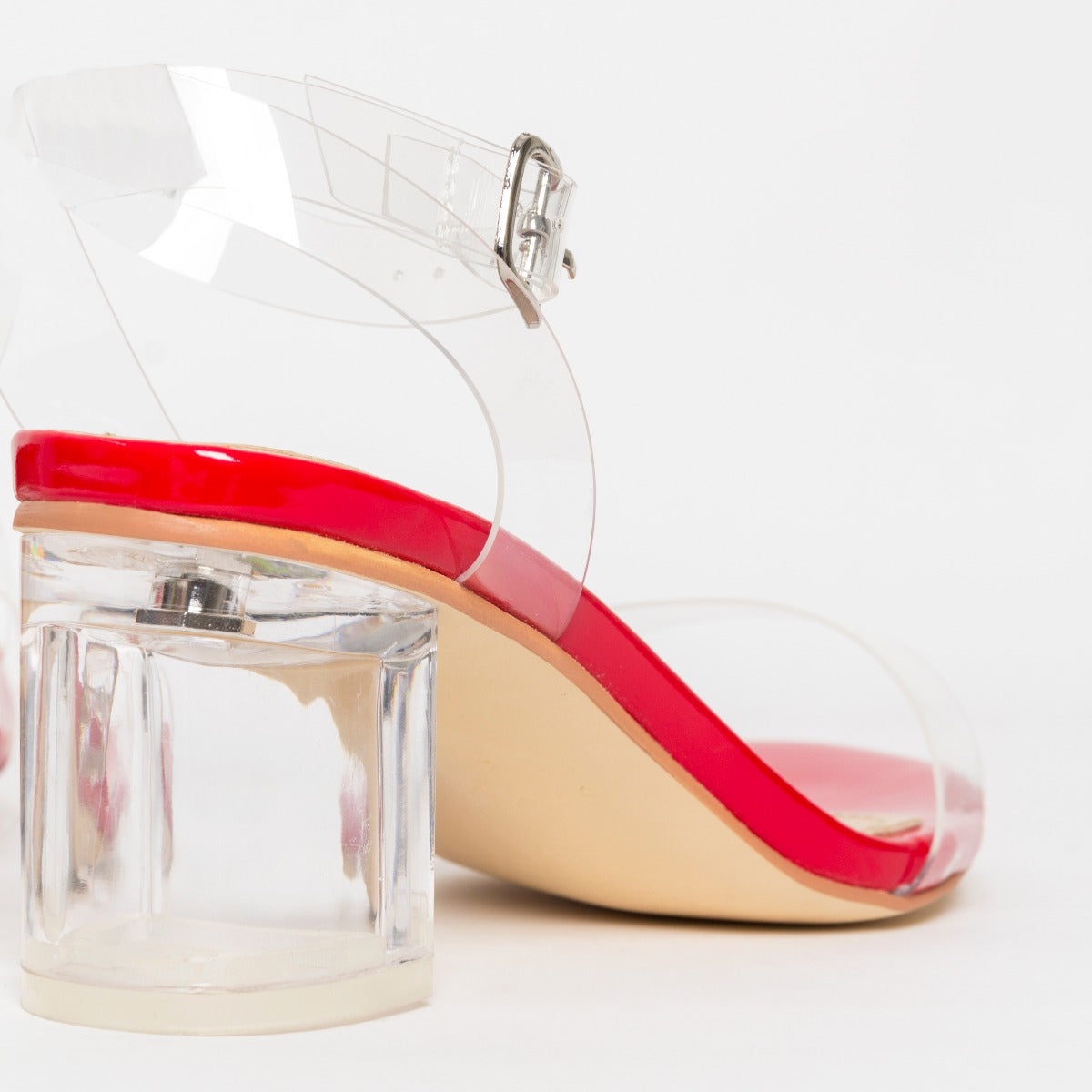 SIMMI SHOES / KOKO RED CLEAR MID BLOCK HEELS