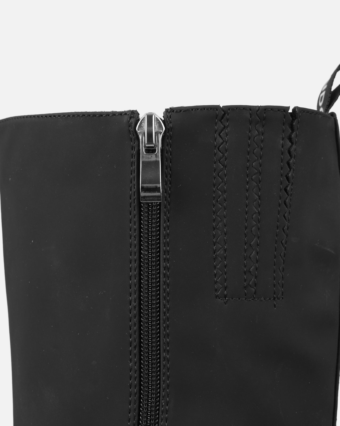 Kruse Black Rubberised Flat Chunky Knee High Boots | SIMMI London