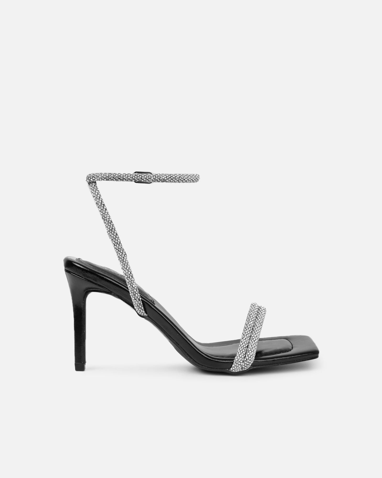 Kylen Black Diamante Heeled Sandals | SIMMI London