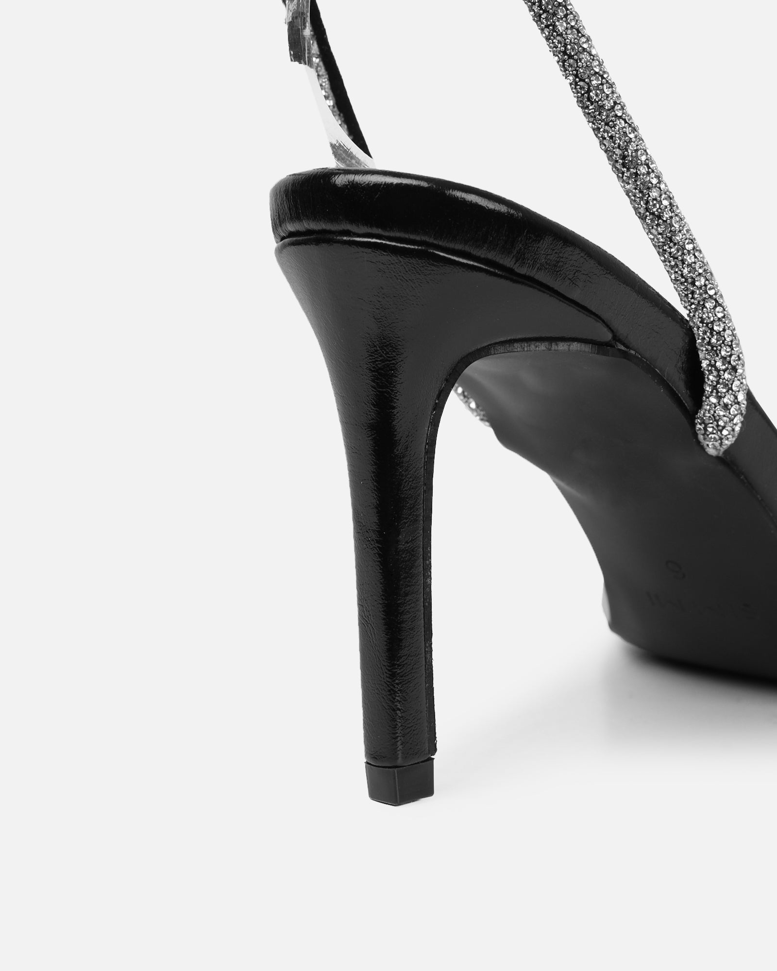 Kylen Black Diamante Heeled Sandals | SIMMI London