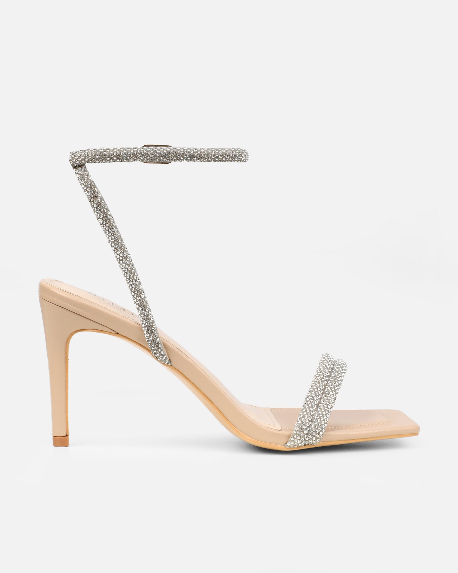 Kylen Nude Diamante Heeled Sandals | SIMMI London