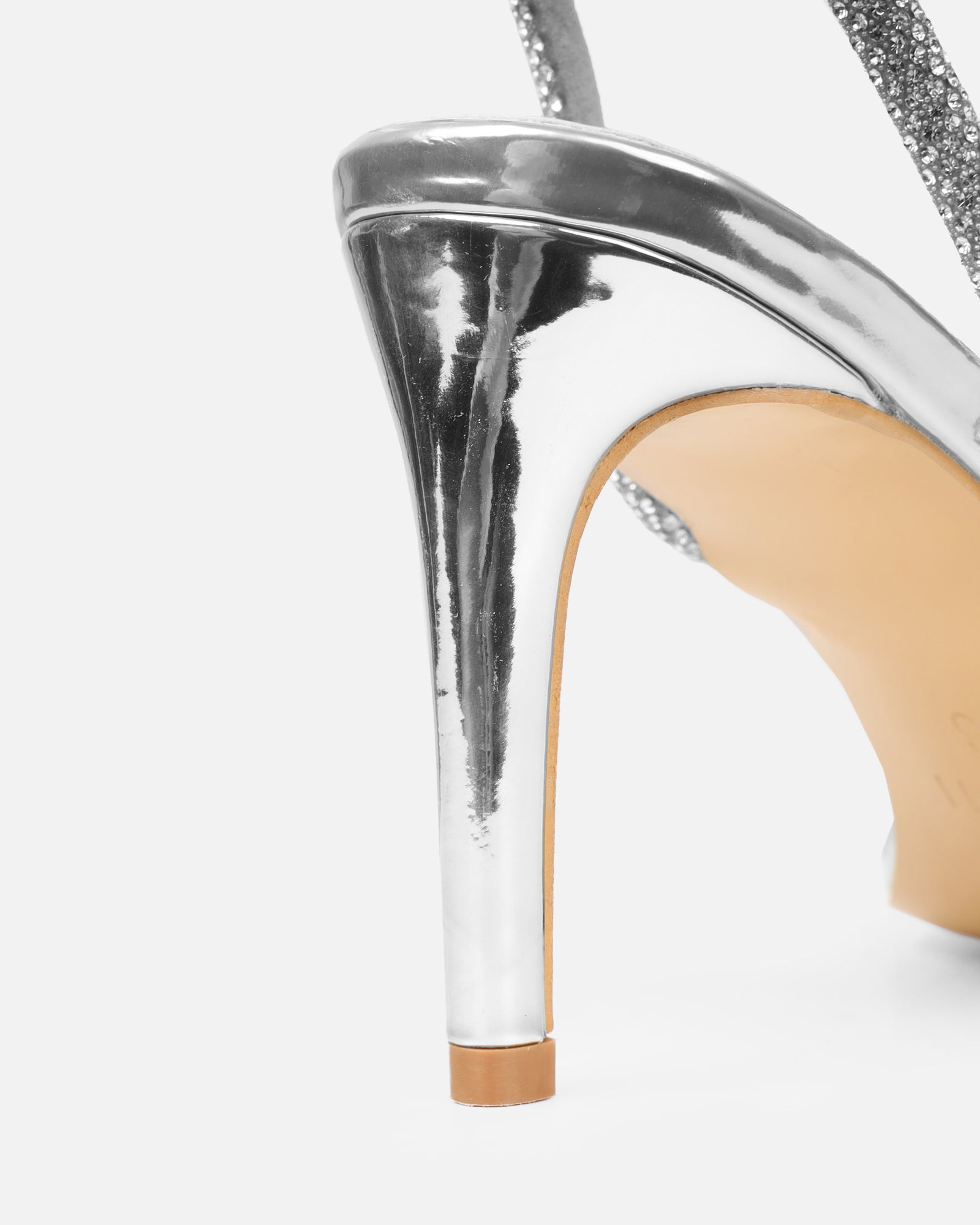 Kylen Silver Mirror Diamante Heeled Sandals | SIMMI London