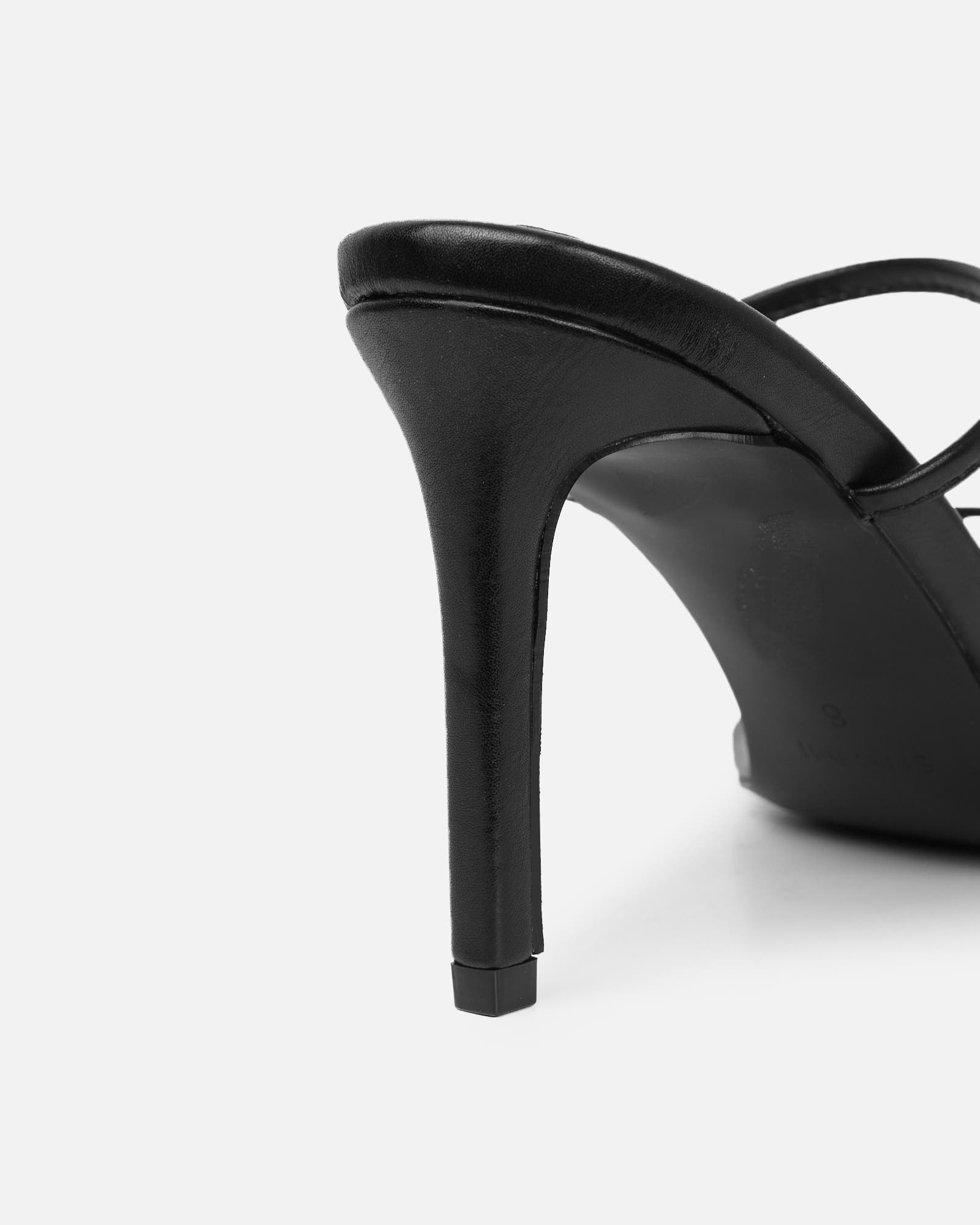 Jayana Black Strappy Mules SIMMI London - Main Image