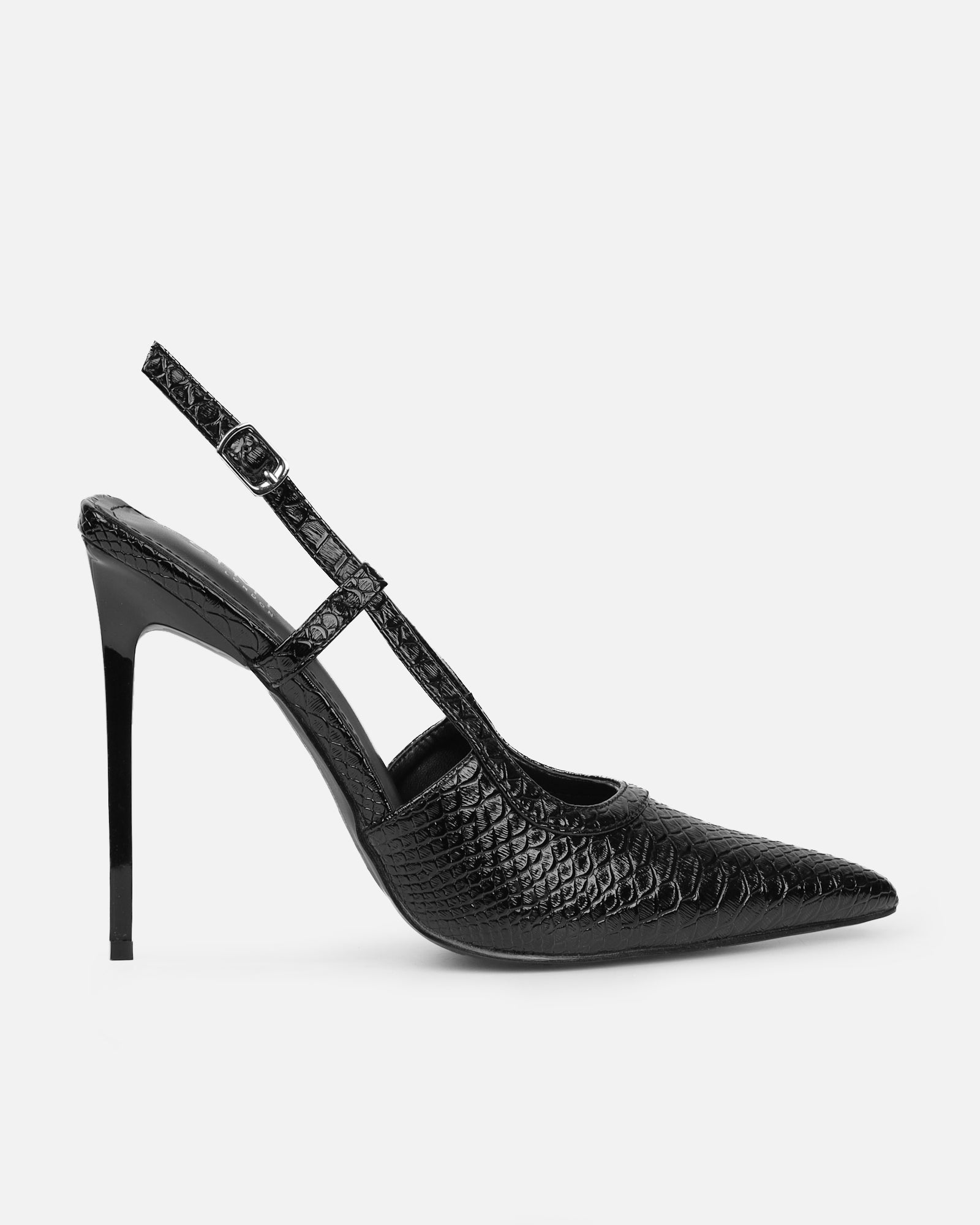 Lalli Black Snake Effect Court Shoes | SIMMI London
