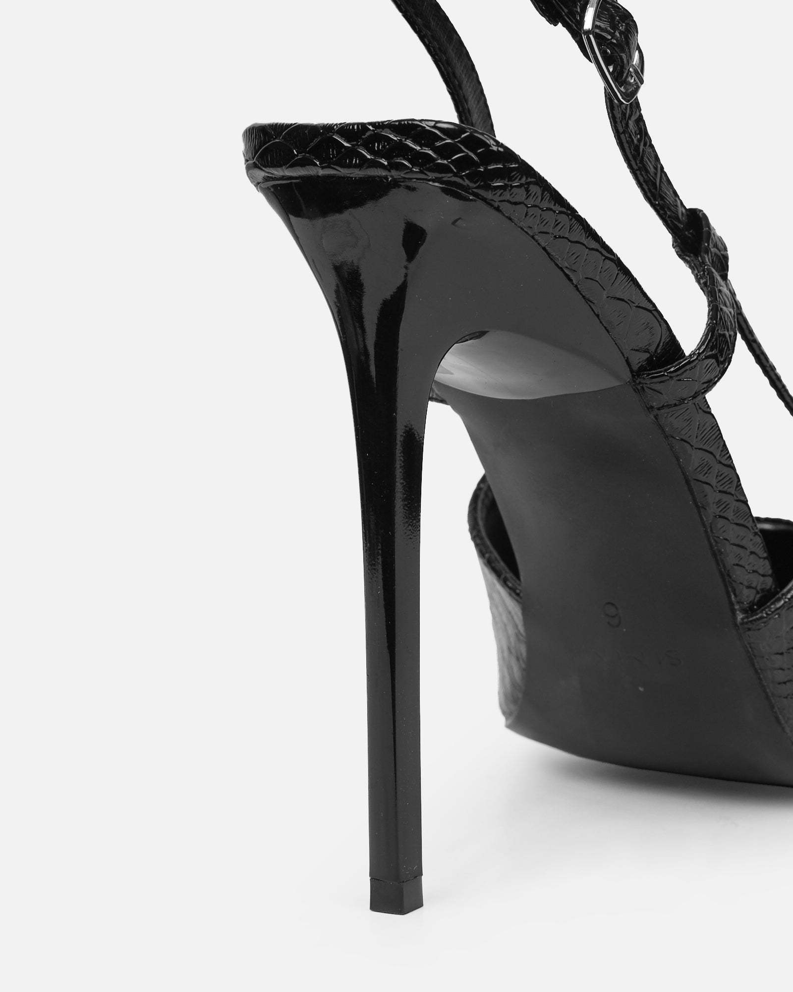 Lalli Black Snake Effect Court Shoes | SIMMI London