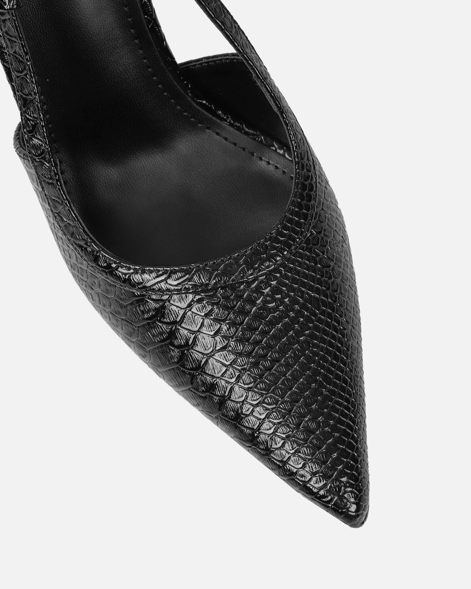Lalli Black Snake Effect Court Shoes | SIMMI London